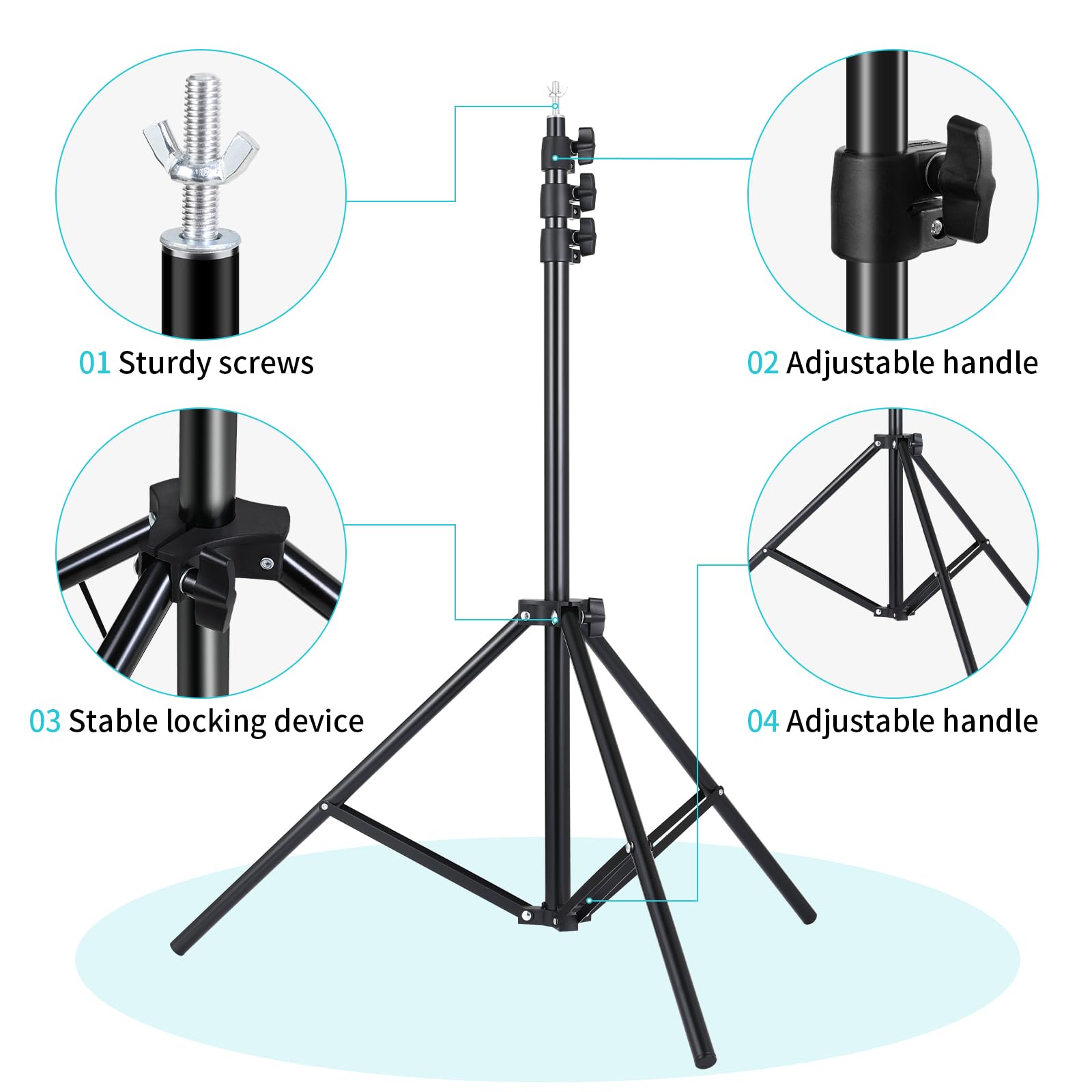 Clevich Soporte de Fondo, Sistema de Fondo Ajustable de 2,6 x 3 m, Marco de Fondo con 8 Pinzas de Fondo, 2 Bolsas de Arena y Bolsa de Transporte para fotografía de Productos, Retratos, Fiestas, Bodas