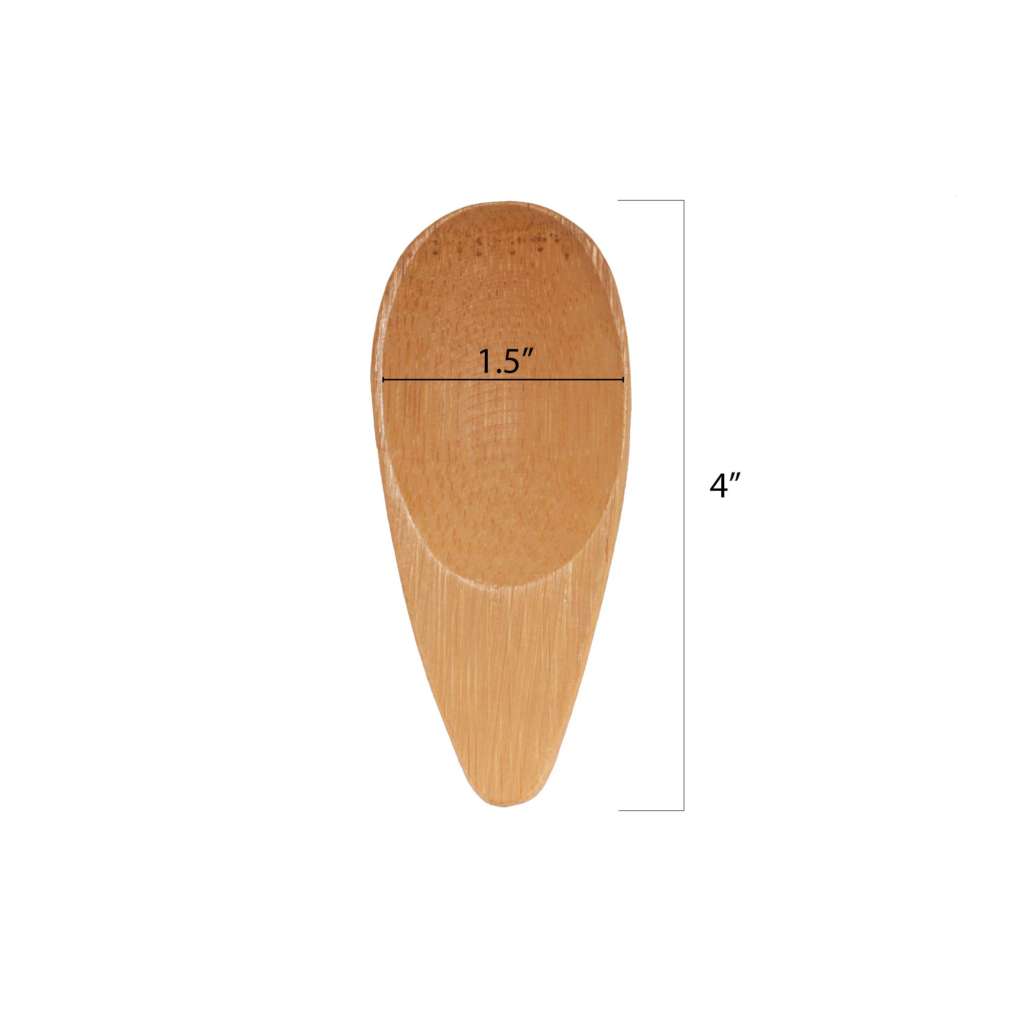 BambooMN Brand - 4 Small Solid Bamboo Oval Scoop, 30pcs by BambooMN