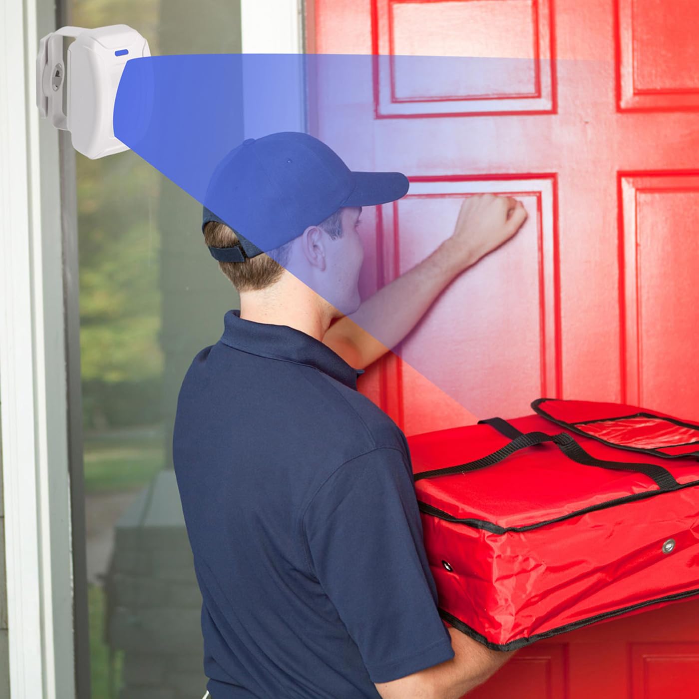 Alarme de détection de Mouvement sans Fil Système d’Alerte de sécurité à Domicile Sonnette pour Porte d’entrée intérieure Boîte aux Lettres d’entrée d’entrée avec 1 capteur et 2 récepteurs