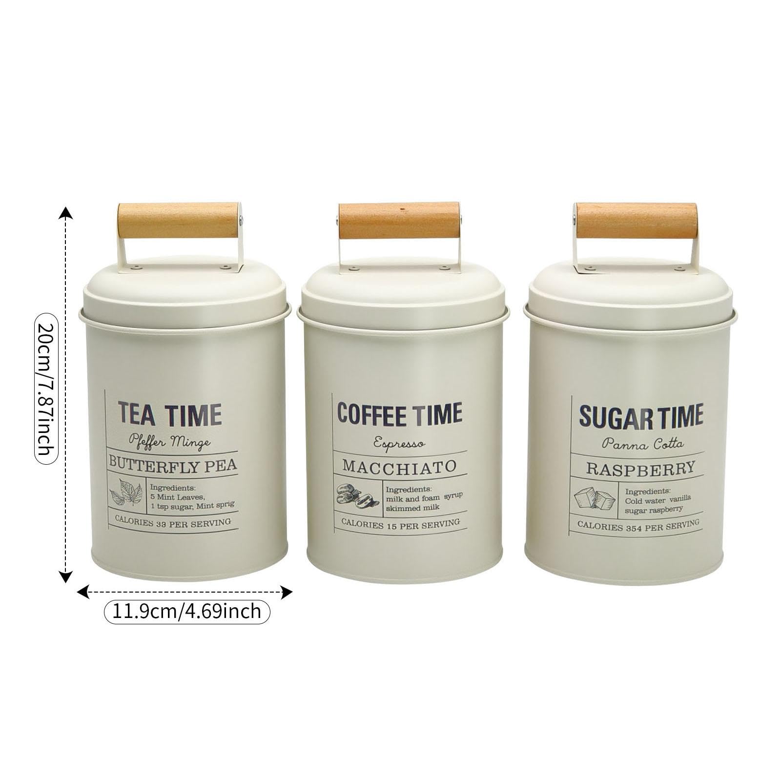 Generic 3 Pezzi Contenitori Da Cucina in Metallo, Decorazioni Versatili, Lattine Salvaspazio, Contenitori per Caffè, Tè E Zucchero per Piano di Lavoro, Casa C