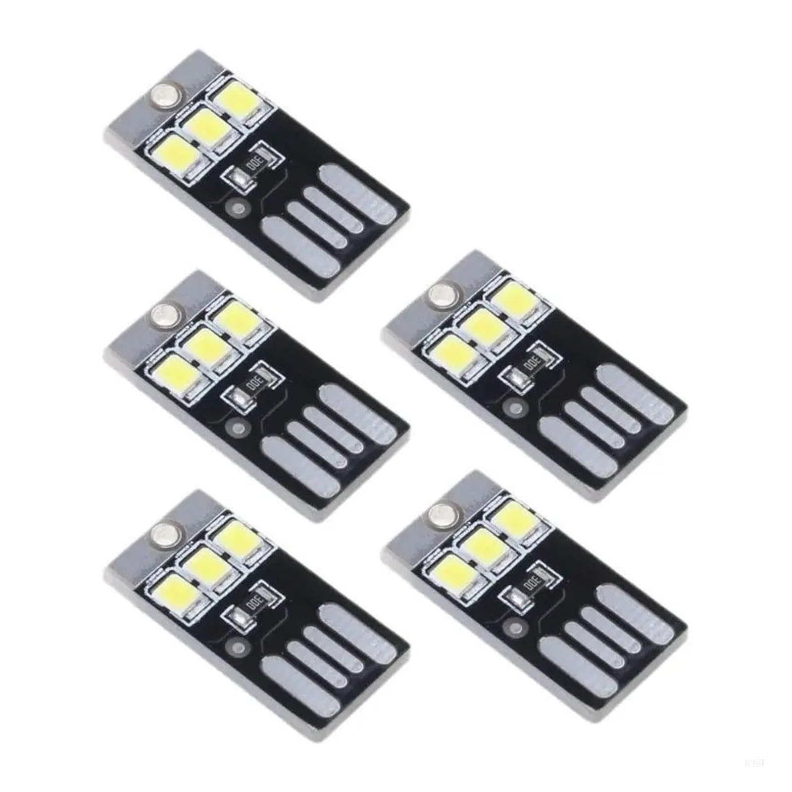 5Pcs 896F 0.2W USB LED Lampadina Book Light Pocket Card Portachiavi Night Lamp (nero)