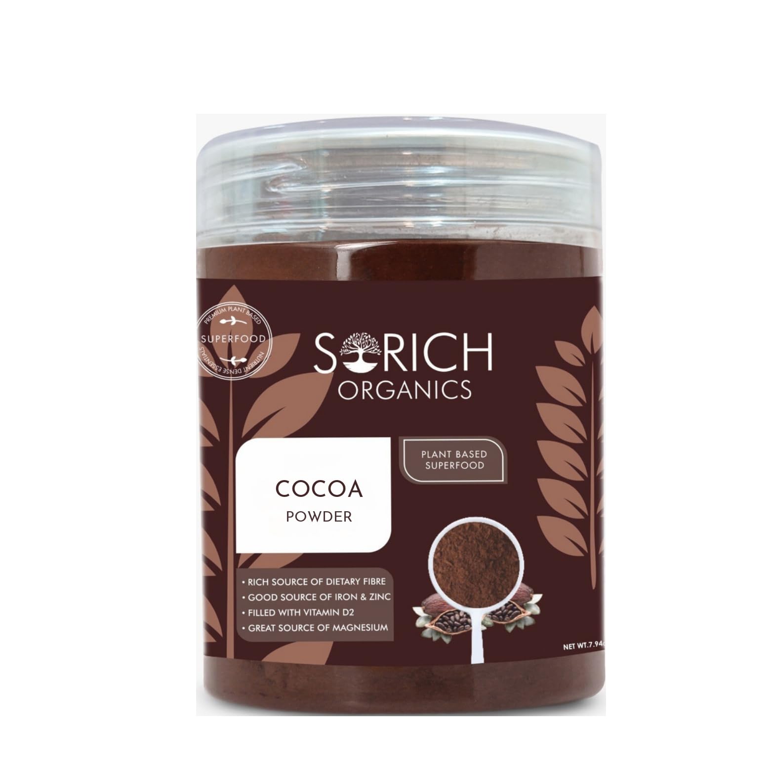 Sorich Organics All Natural Cocoa Powder 100% Pure Natural, Unsweetened 200 Gm | Best Ideal for Baking, Cooking, Desserts, and Hot Chocolate – No Additives, Preservatives, or Sugar – Vegan & Gluten-Free 200 Gm cocoa Powder