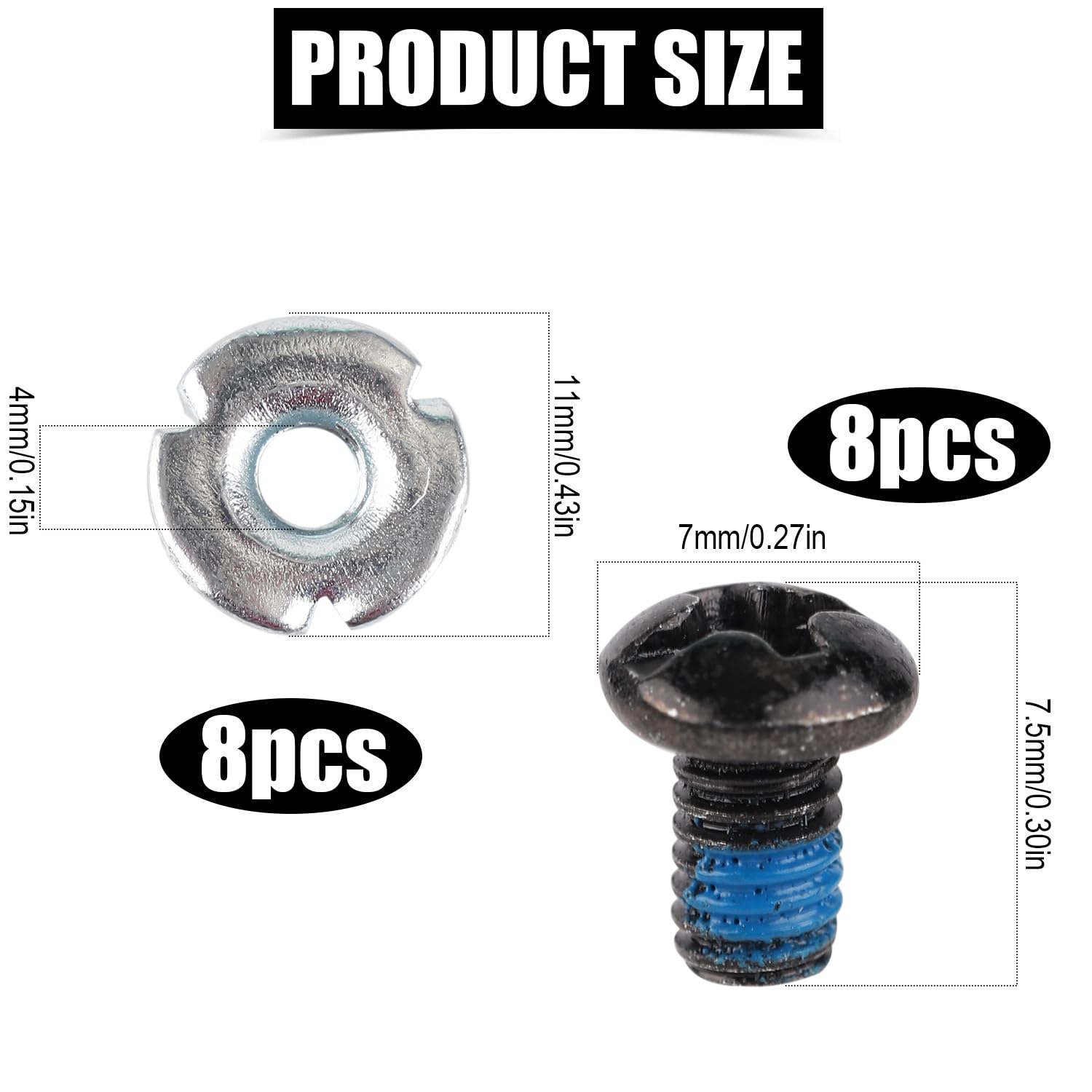 PEUTIER Vis Fixation Snowboard M4x7,5mm Métal 16pcs