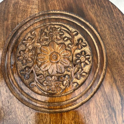 Image of Wooden Three Legs Round Coffee Table and Side Table with Pillars for Plant Holder Natural Plants, Books, and Magazines in Compact Spaces (Bronze N)