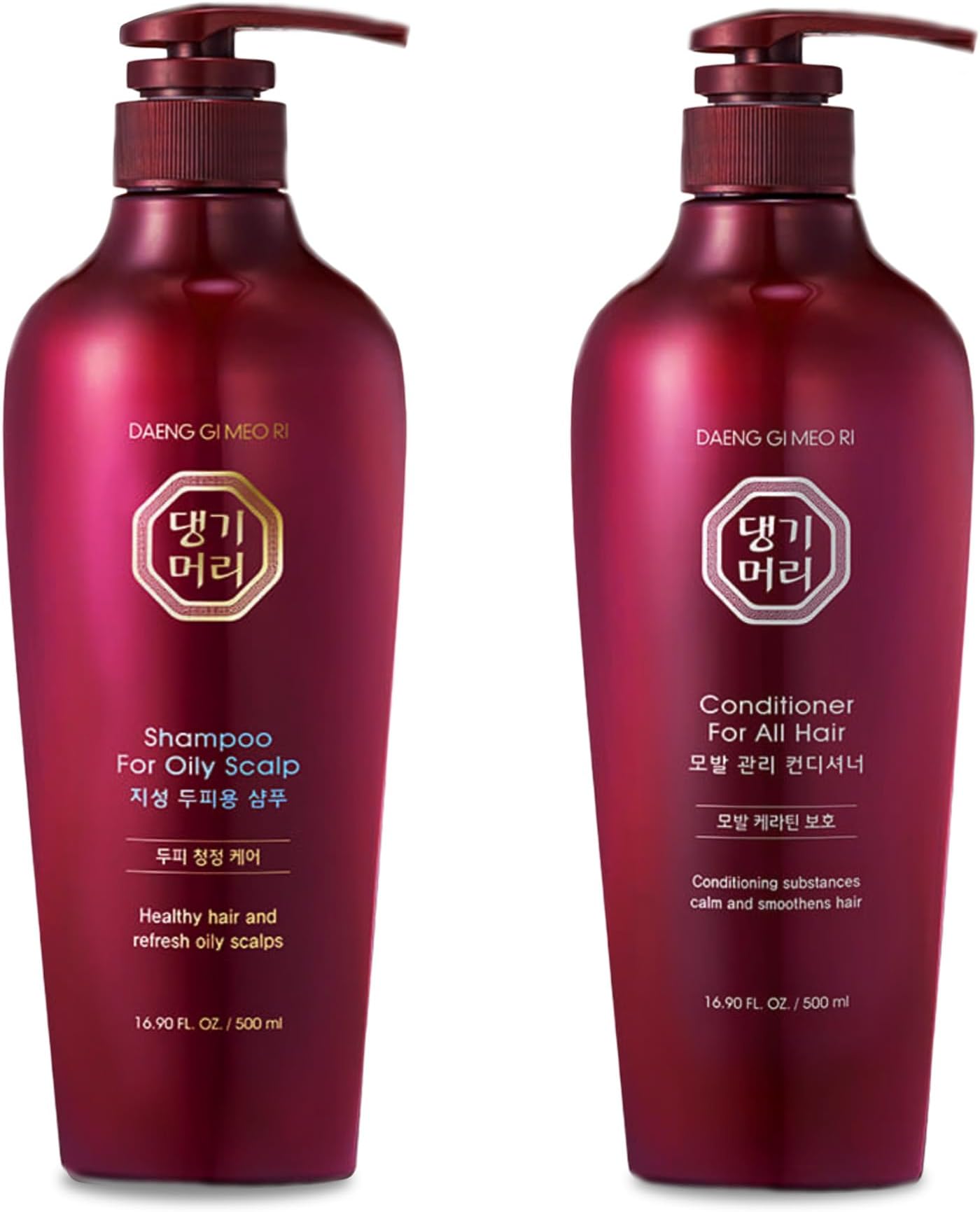 Daeng Gi Meo Ri- Oily Scalp Care Shampoo & Conditioner Set, Refreshing and Strengthening the Oily Scalp, Reducing Dandruff, Nourishing and Promoting Hair Growth,16.9 fl oz (500ml) Each