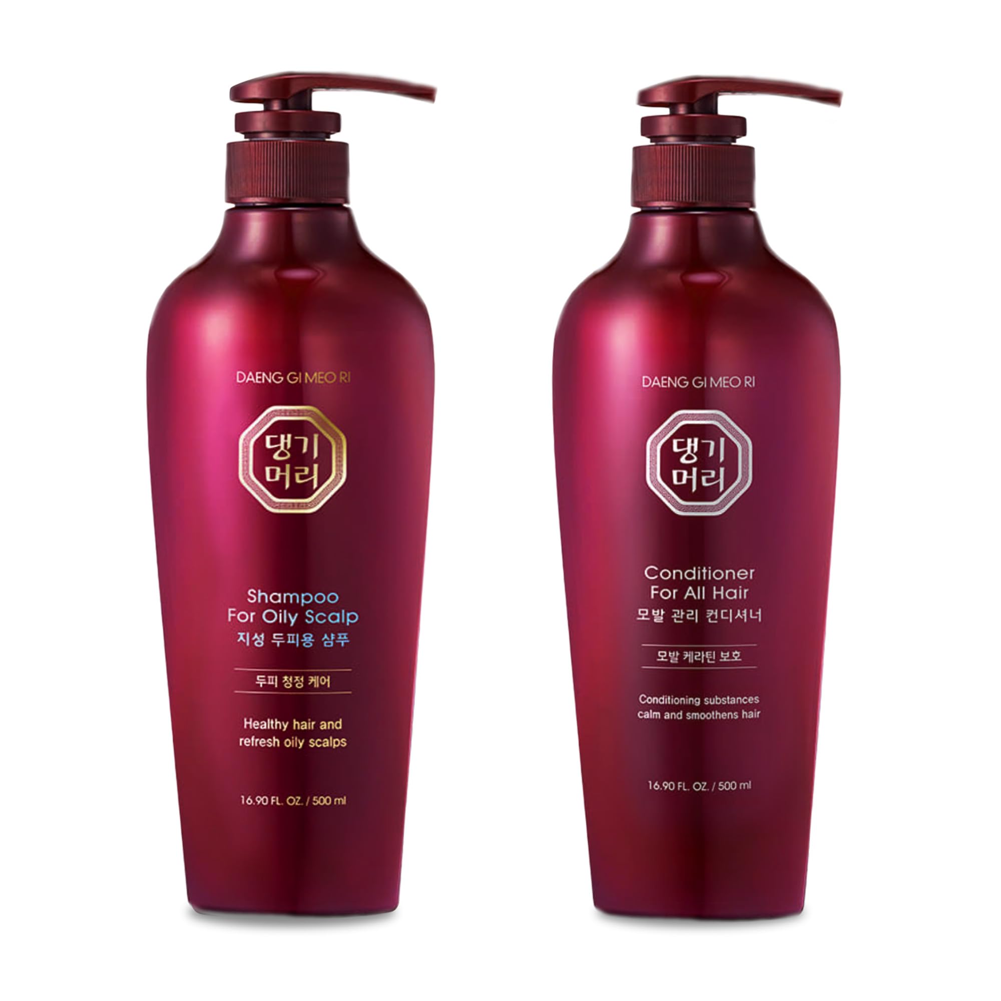 Daeng Gi Meo Ri- Oily Scalp Care Shampoo & Conditioner Set, Refreshing and Strengthening the Oily Scalp, Reducing Dandruff, Nourishing and Promoting Hair Growth,16.9 fl oz (500ml) Each