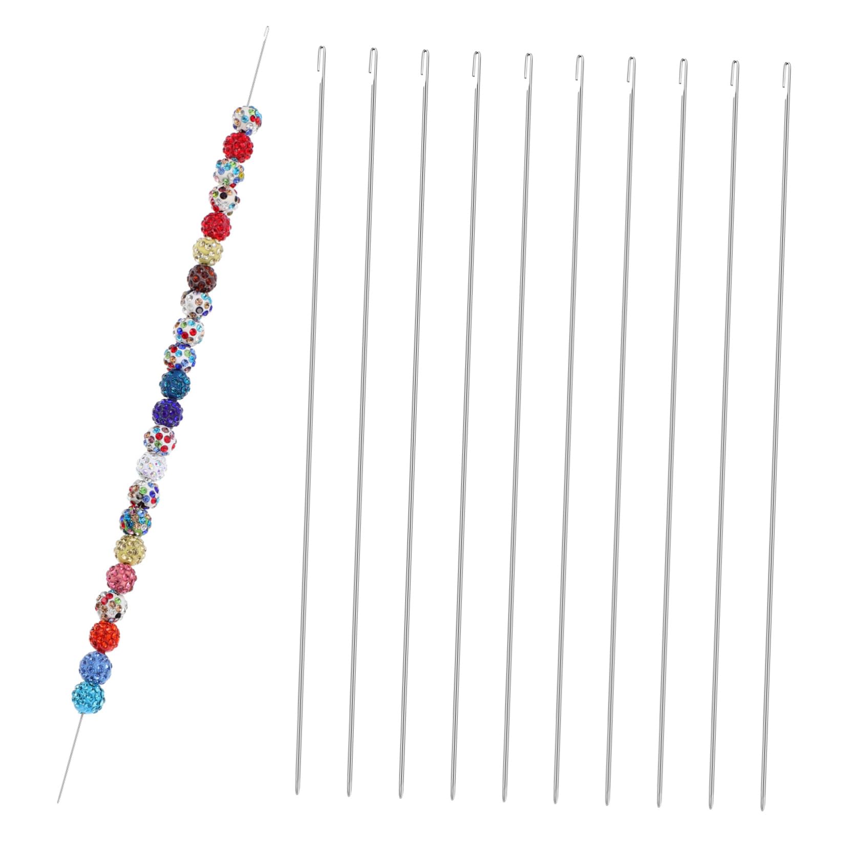 Beatifufu Set of 10 Beading Embroidery Needles Bead Threader for DIY Beading Craft Beading Needles Hooks