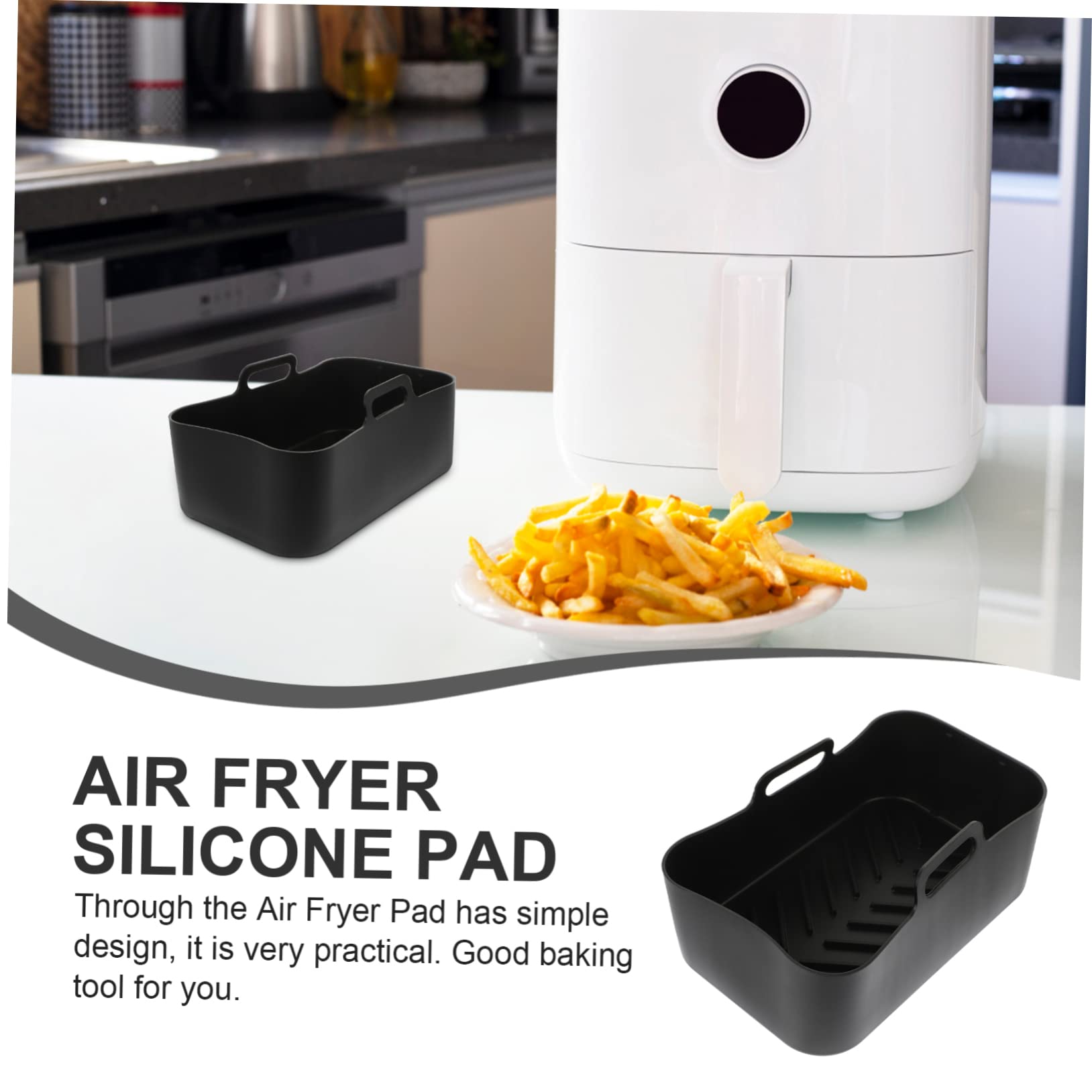 MAGICLULU 2St Friteuse Silikonmatte sofortig Backmatten für die Küche silikonmatte für heißluftfritteuse backform airfryer Backunterlage für die Küche Air Fryer Innenpolster Kieselgel Black