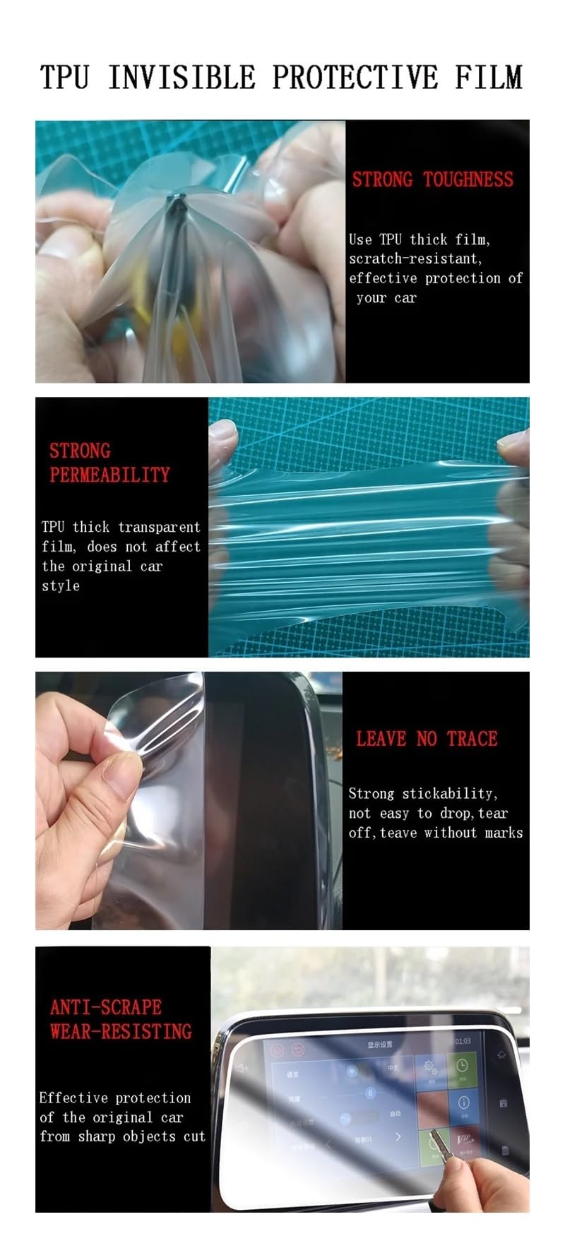 Per FAW BESTUNE T77 PRO 2023 Pannello Cambio Navigazione Schermo Interno Automobilistico Pellicola Protettiva In TPU Adesivo Antigraffio Pellicola display centrale