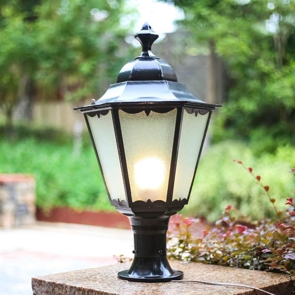 70CM modern outdoor E27 column lamp glass shade waterproof patio fence cover lighting aluminum external patio stone villa garden pole pillar lantern traditional landscape lighting made in