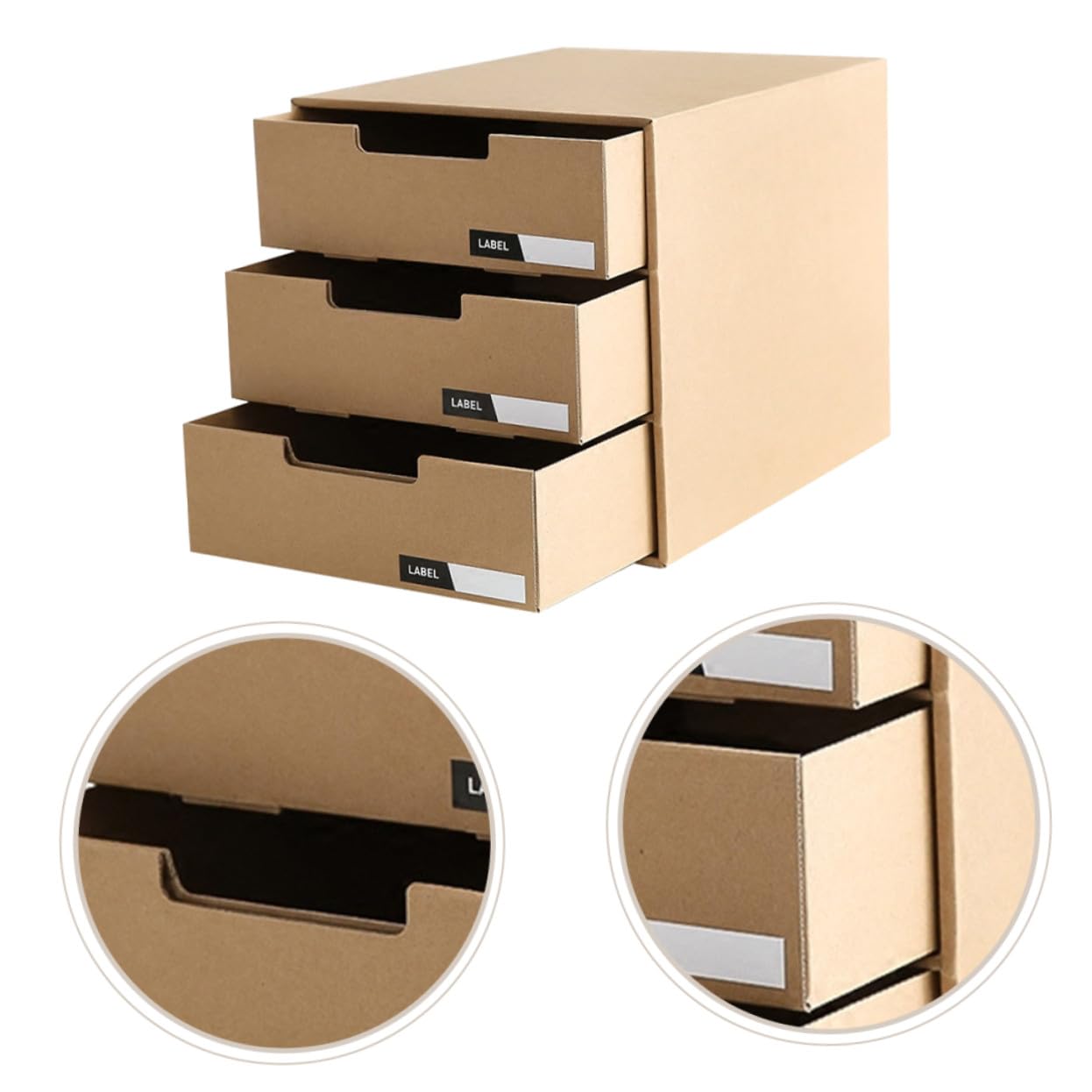 Gatuida Organizzatore da Scrivania Organizer Multifunzionale Compatto Cassetti Scorrevoli in Carta Beige , Porta Documenti e File per Ufficio e Camera da Letto