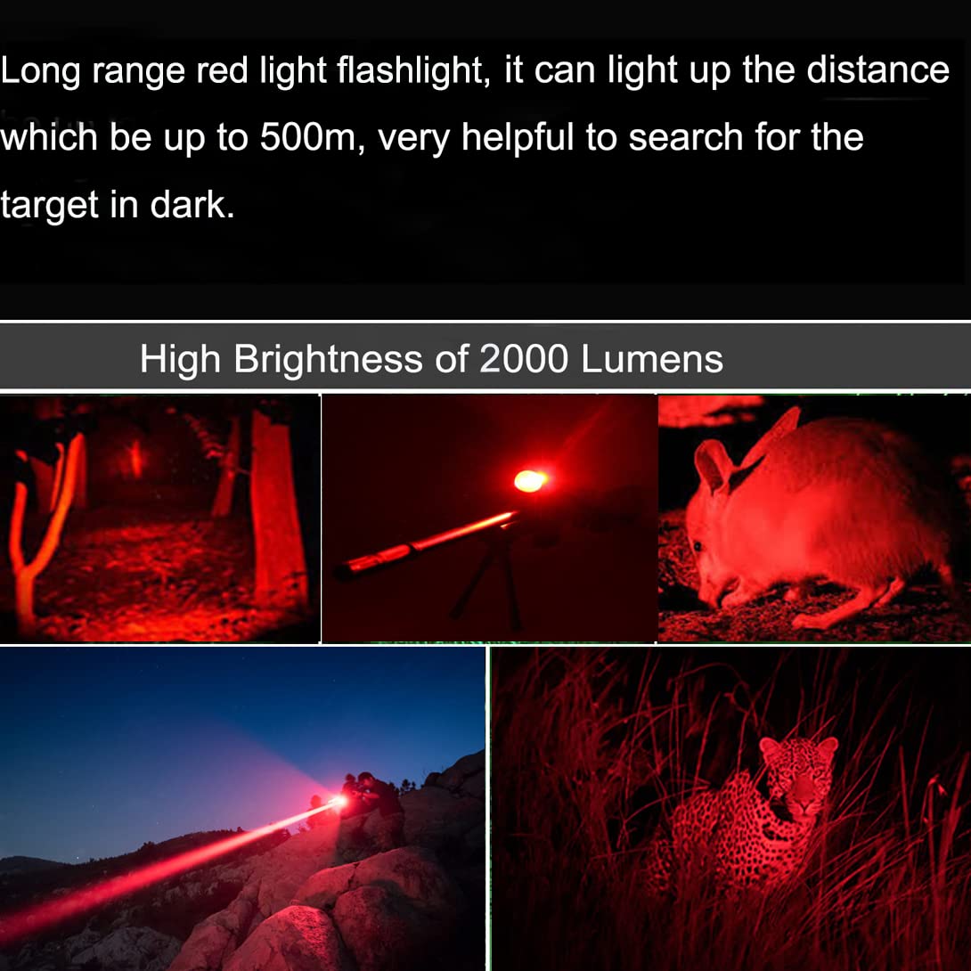 C/H - Faro ricaricabile a induzione, LED per adulti, torcia elettrica con luci rosse bianche, ricaricabile tramite USB, impermeabile, per campeggio, ciclismo, corsa, pesca