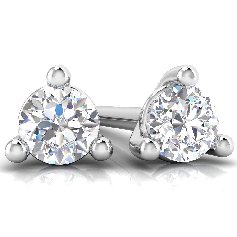 10K White Gold Lab Grown Diamond Martini Stud Earrings | D-F Color, VS-SI Clarity | Solitaire Jewelry Gifts
