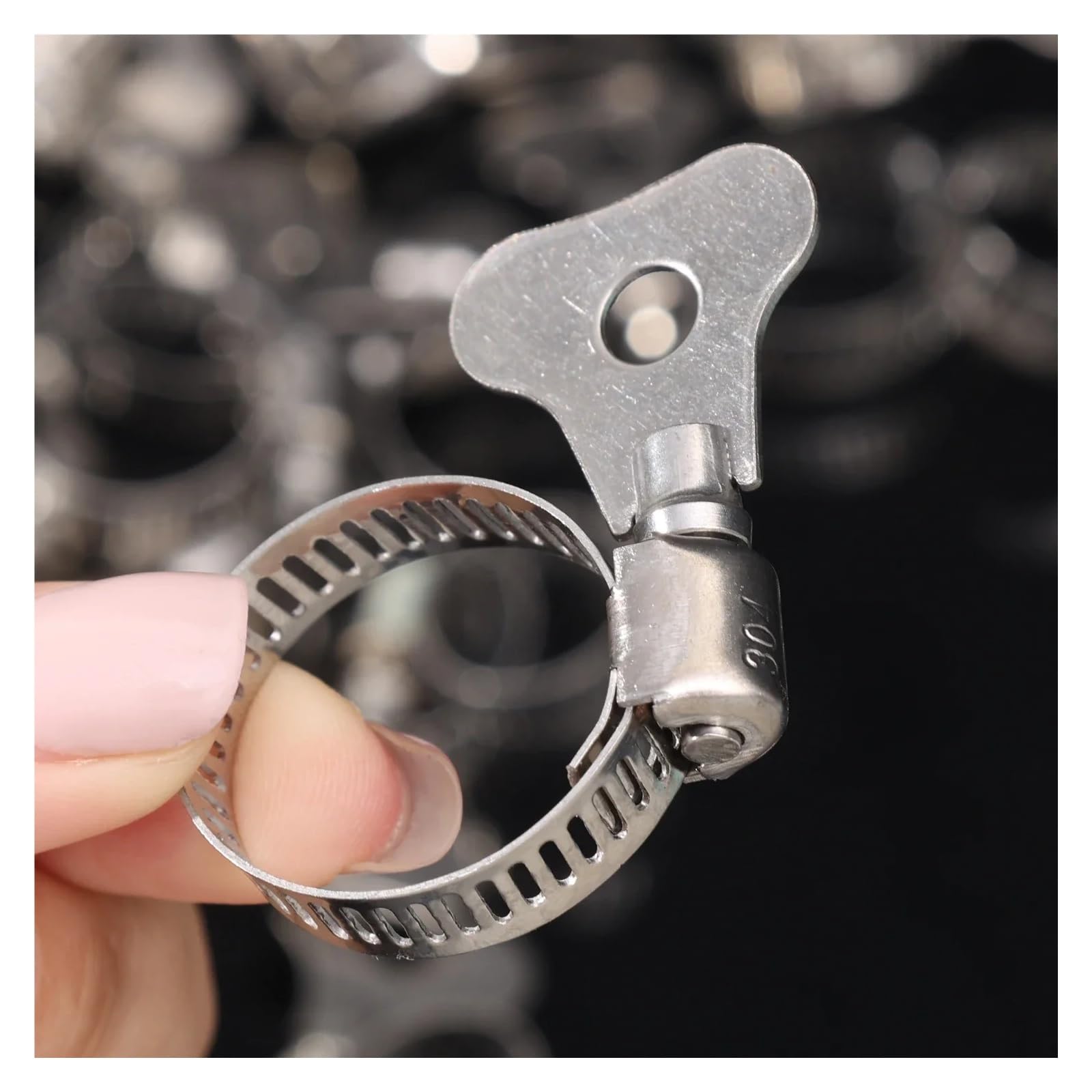 Abrazaderas de manguera ajustables con mango, abrazaderas de aro de acero inoxidable, sujetadores for tuberías de agua, engranaje de tornillo sin fin, Clip for manguera, 10-30 Uds.(20pcs 16-25mm)