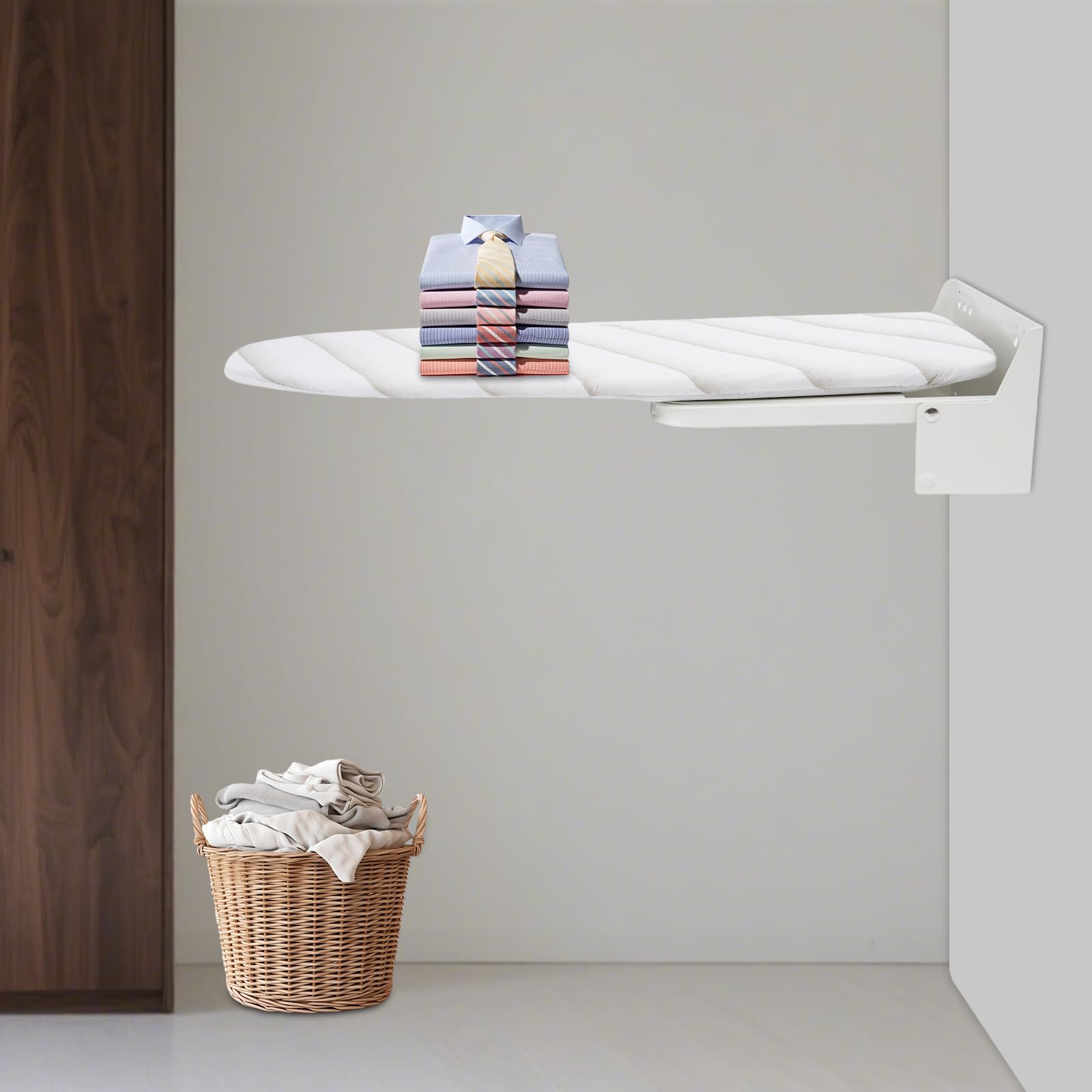 Wandbügelbrett Klappbar, Bügelbrett mit Hitzebeständigkeit bis 220°C | Belüftungslöcher für bessere Luftzirkulation, Belastung 10-15 kg, Platzsparende Design, für Zuhause & kleine Wohnung