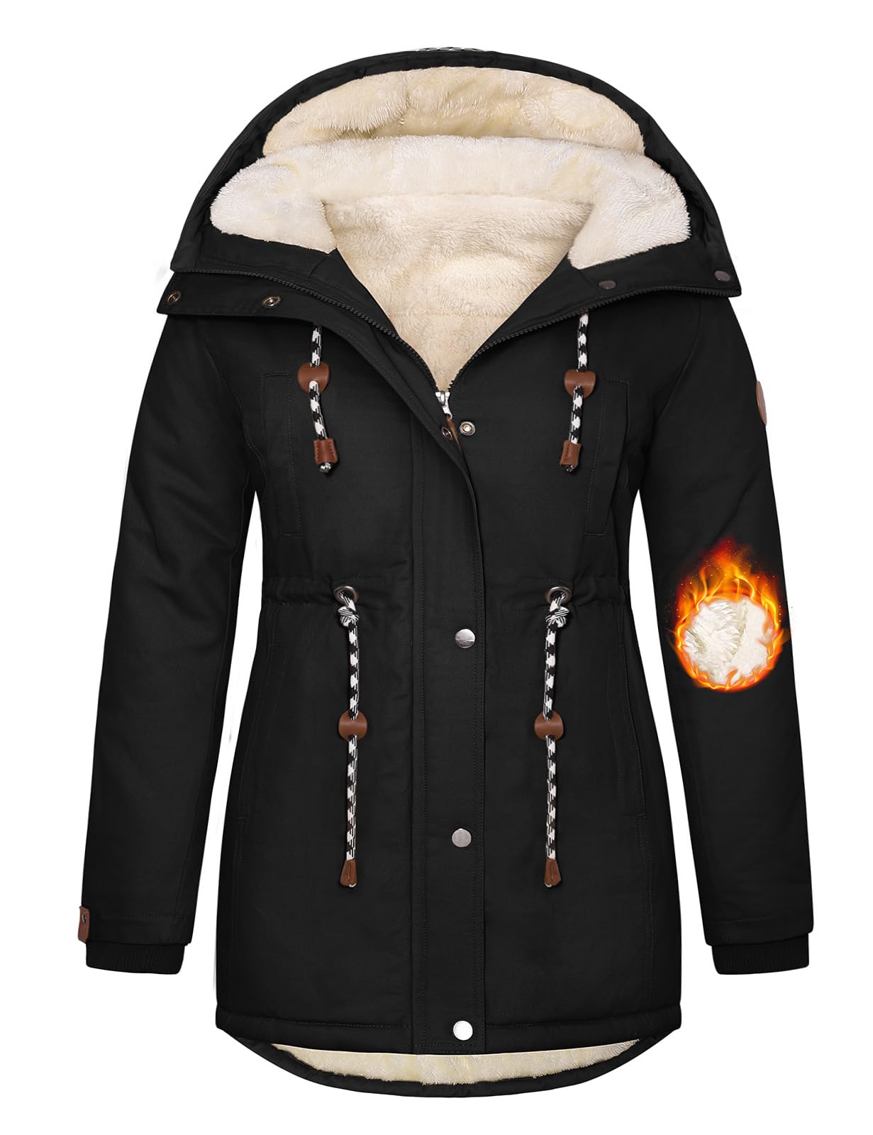 yusongirl Plus Size Women's Winter Parka Coat Heavy Cotton Outer Shell Fleece Lined Hoody for Cold-picture-37