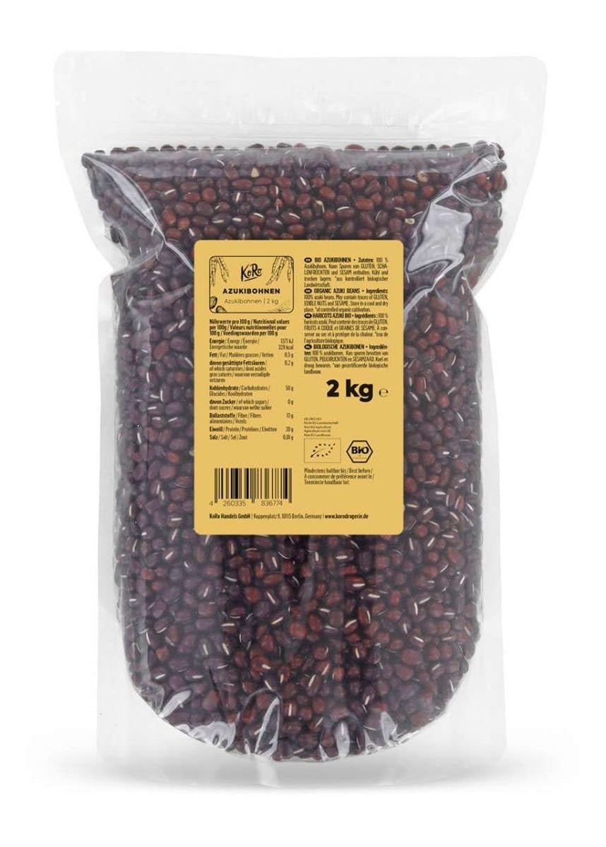 KoRo - Fagioli Azuki bio 2 kg - maxi formato - versatili e da agricoltura biologica - per zuppe, contorni e perfino dolci