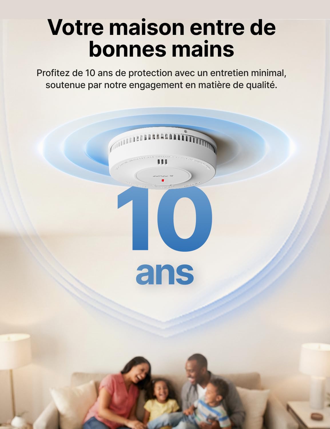 X-Sense Détecteur de Fumée Connecté, Batterie Intégrée 10 Ans avec Station de Base SBS50, Fonction avec l’Appli, Compatible avec l’Application X-SENSE Home Security, SD19-MN61