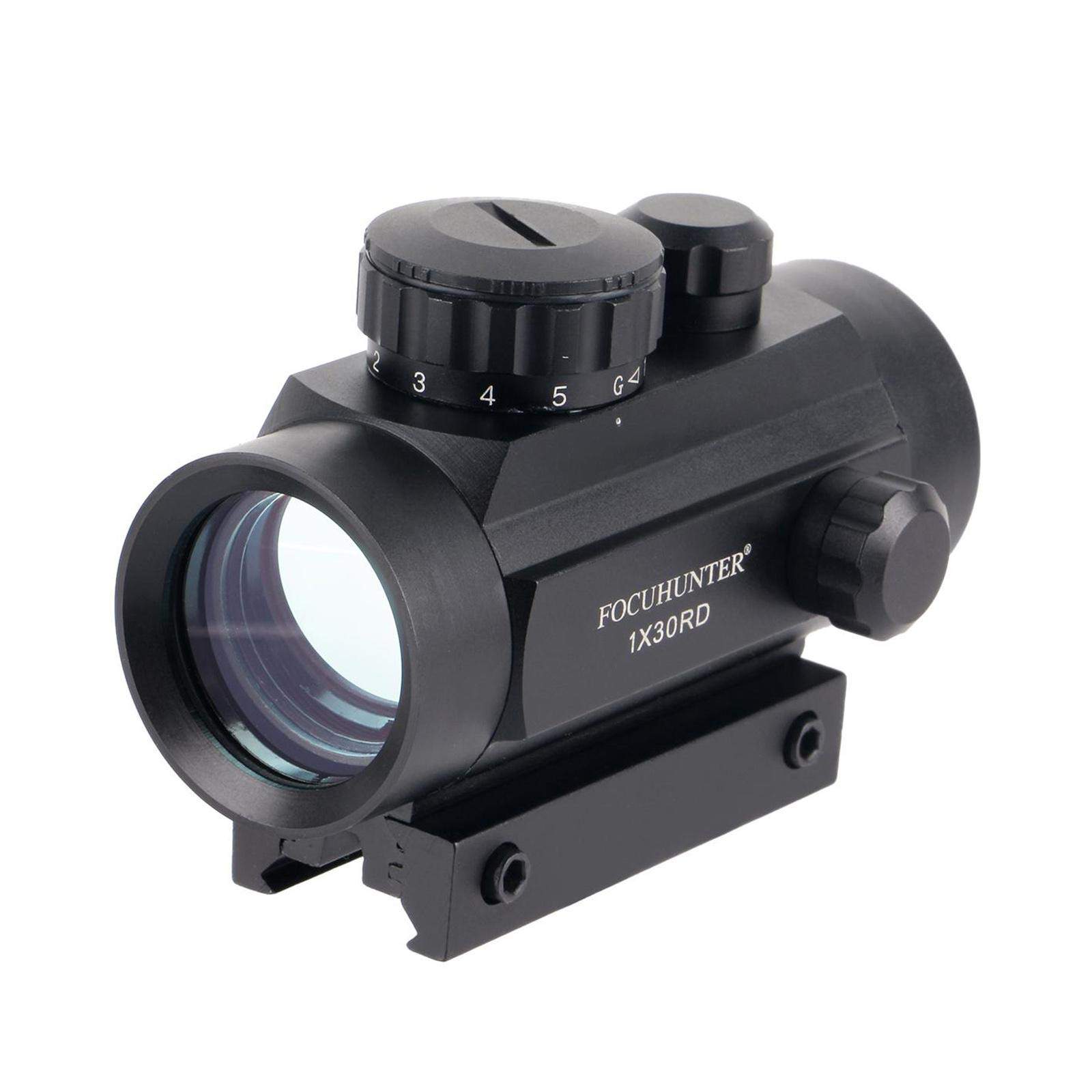 Optics Rot/Grün-Punktvisier 2MOA 1x30mm Beschlagfreies und stoßfestes taktisches beleuchtetes Zielfernrohr für Picatinny 20mm Schienenmontage und 11mm Schwalbenschwanzschienen