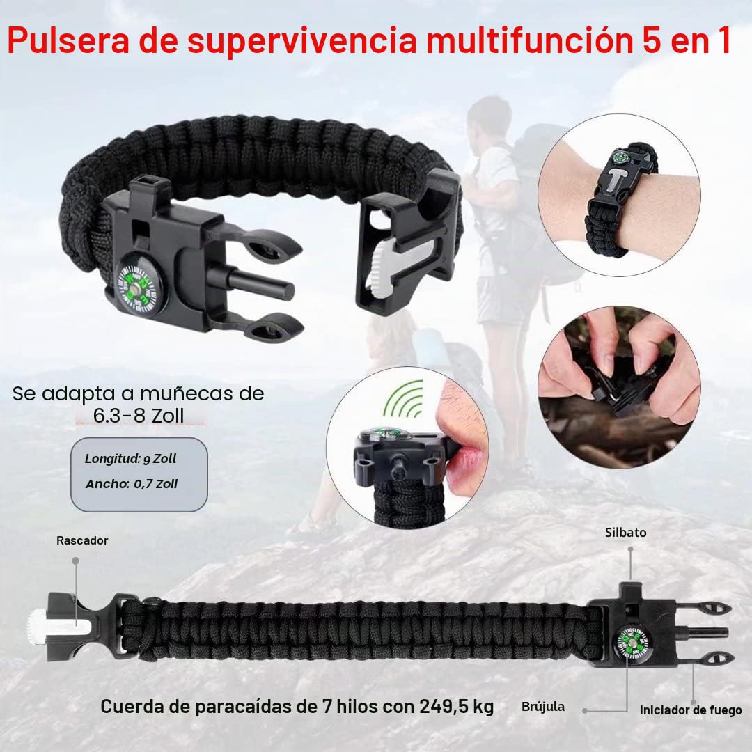 Kit de Supervivencia LC-dolida 15 en 1, Kit de Supervivencia de Emergencia al Aire Libre con Cuchillo/Linterna táctica para Acampar/bushcraft/Senderismo/Caza/Aventuras al Aire Libre