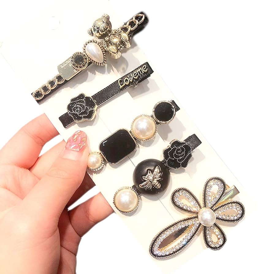 パール付き黒色ヘアピン SET] リボンパールヘアピン(2color) | ファッション通販サイト NUGU