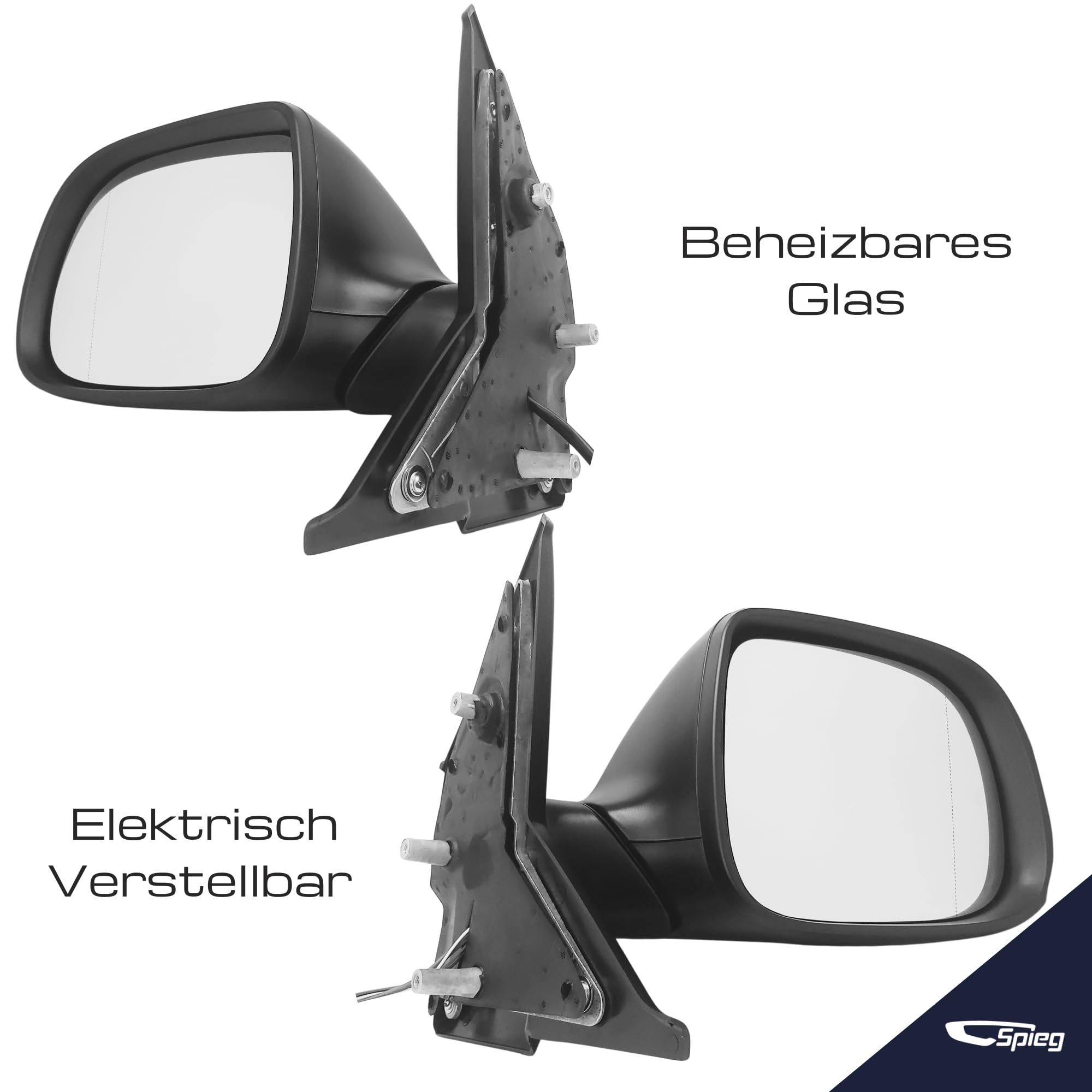 Spieg Außenspiegeln Paar für VW Transporter T5 | Multivan V 2010-2015 Manuell Einklappbar, Elektrisch Verstellbar, Beheizt, Schwarz (Fahrerseite&Beifahrerseite)