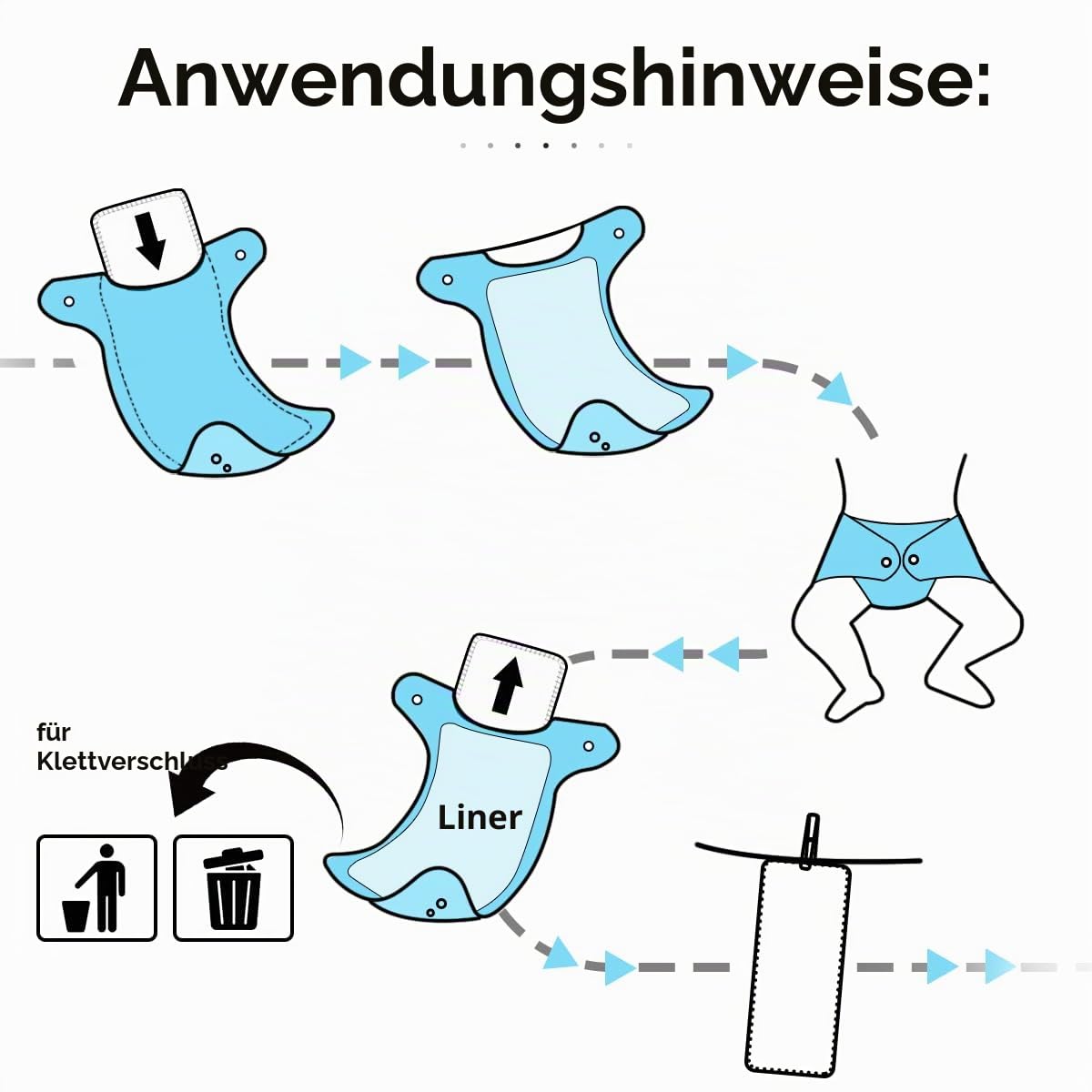 6 Stück Bambus-Mikrofaser-Einlagen für Erwachsene, Stoffwindeln für Inkontinenz-Pflege, 4-lagig, waschbar, wiederverwendbar, saugfähig, Mittel (20 x 49 cm)