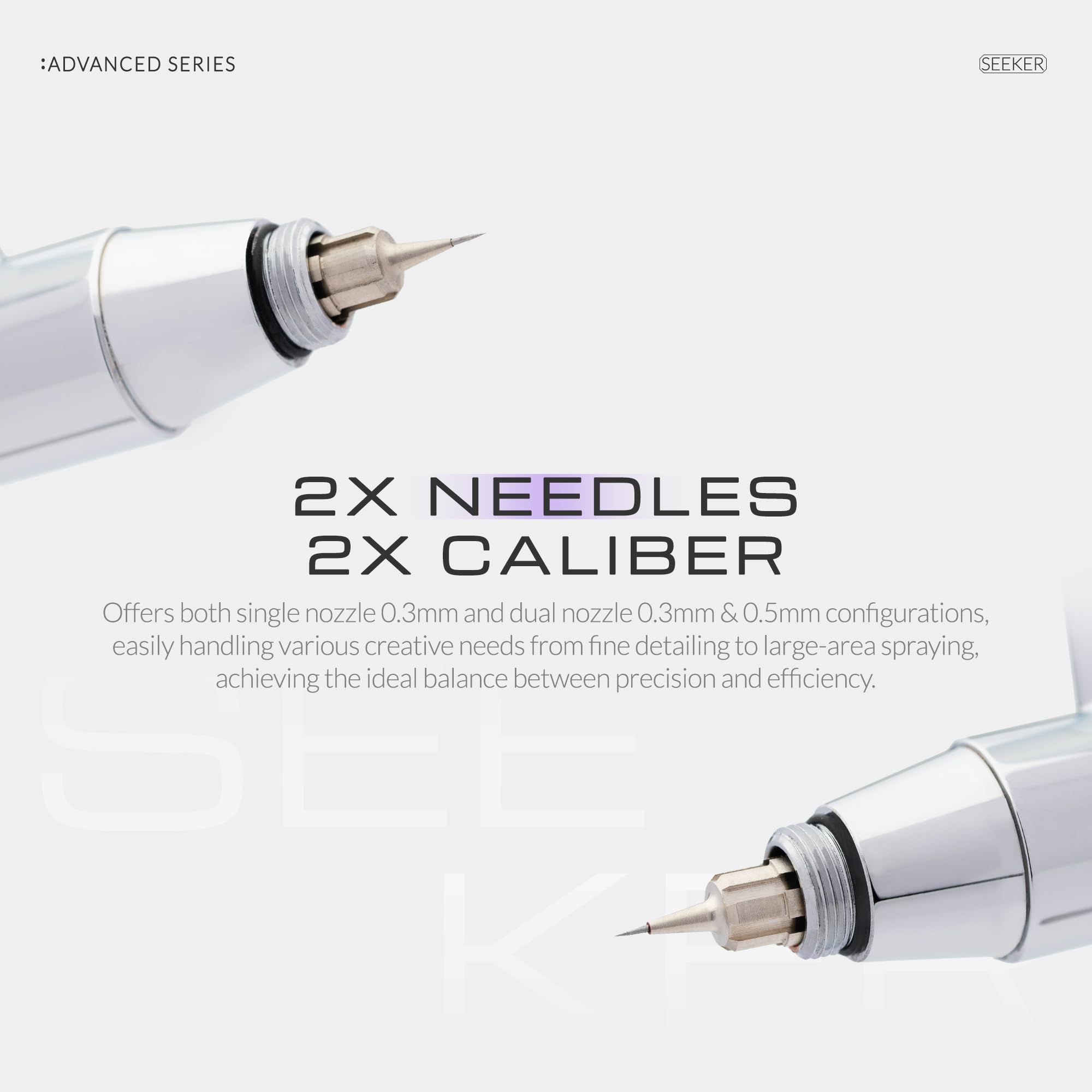 Gaahleri Seria Airbrush Seeker, Dual-Action Gravity Feed z 6-kanałową dyszą szybkiego zwalniania, zestaw podwójnych igieł/dysz 0,3 i 0,5 mm, kubek 1/85.0 g i ergonomiczna Calm Island do Gundam