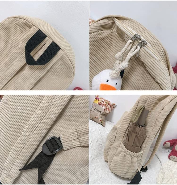 Miniatura 6 de YUESUO Mochila grande de pana Kawaii con bonito colgante de oso vintage para niña, estudiante, mochila escolar, Ybeige, Classic