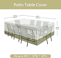 Vista 2 de Funda rectangular para mesa de patio, funda para muebles de exterior, funda para mesa de patio y silla, resistente al agua, funda para mesa