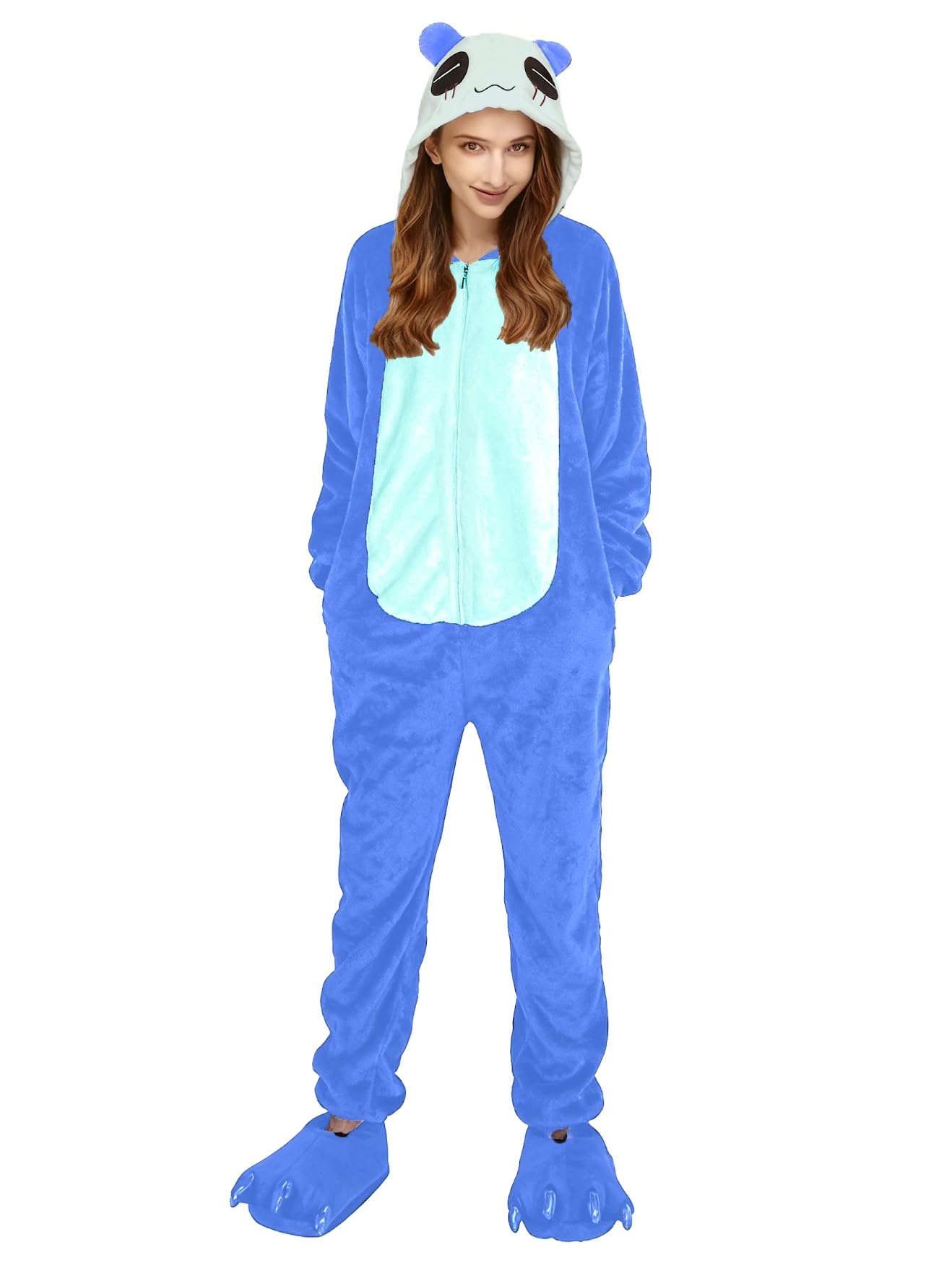 Kigurumi Pyjama Costume for Carnival Christmas Halloween Animal Cosplay One-Piece Jumpsuit for Adults Unisex Women and Men Clothes Show Winter