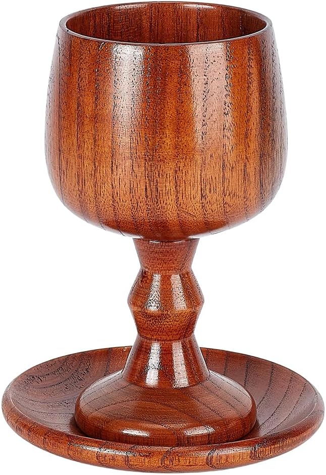 ORIGACH 2 Set of Handmade Wooden Communion Chalice Cup with Tray