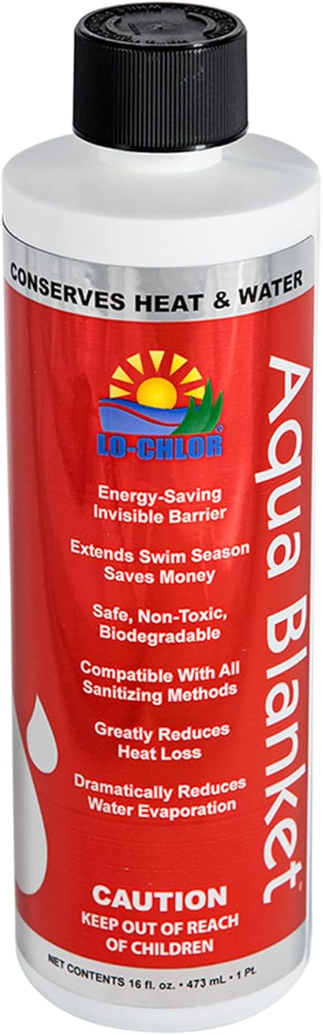 LO-CHLOR Aqua Blanket - The Liquid Solar Blanket for Pools and Energy Saving Liquid Pool Cover, Non-Toxic and Safe Pool Evaporation Prevention, Greatly Reduces Heat and Chemical Loss AB009-12 (128 Oz)