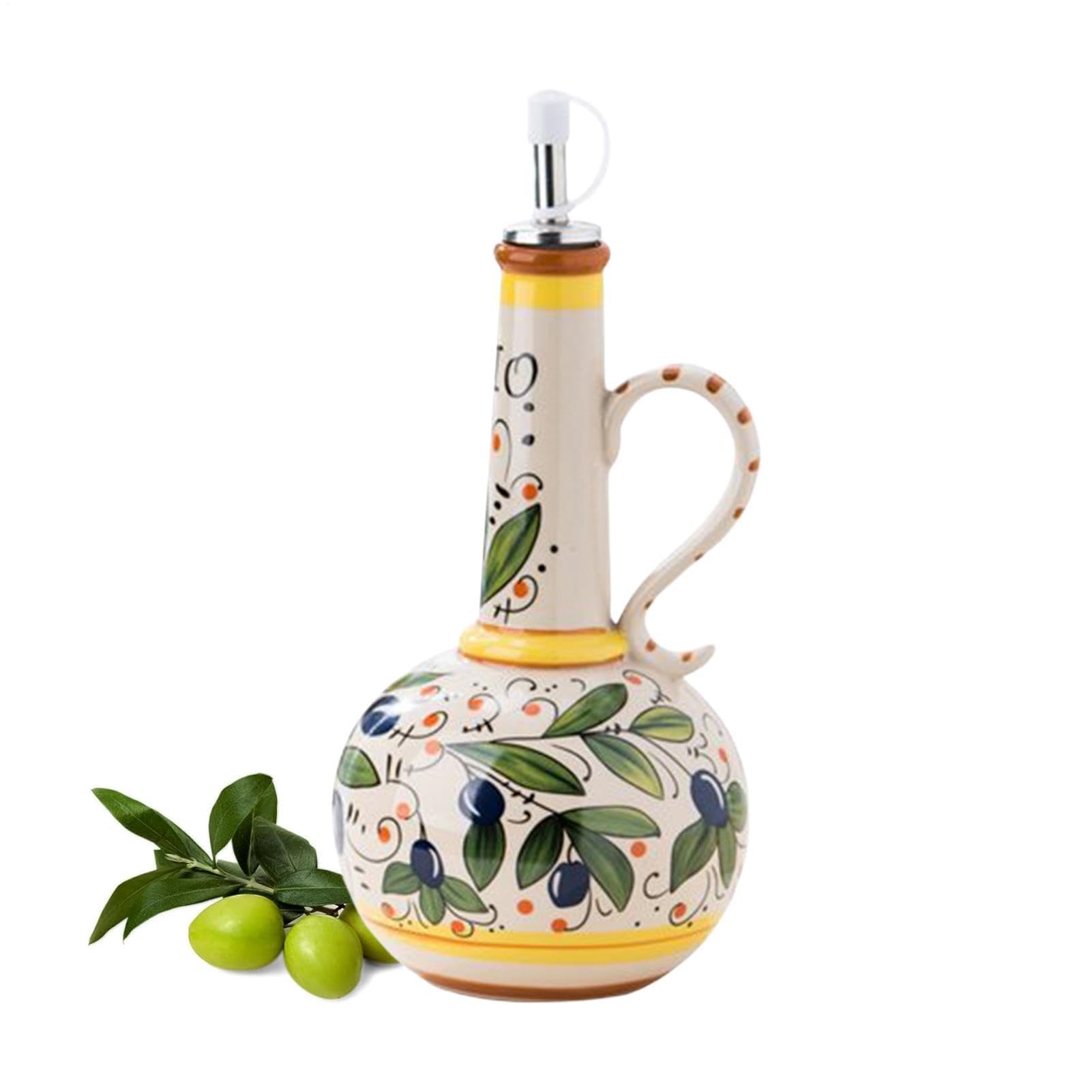 Dispensador de de Oliva de Cerámica 680 ml de Cerámica Portátil con | Botellas De Y Vinagre Para Cocina Hogar Mesa Almacenaje Ensaladas Vinagre