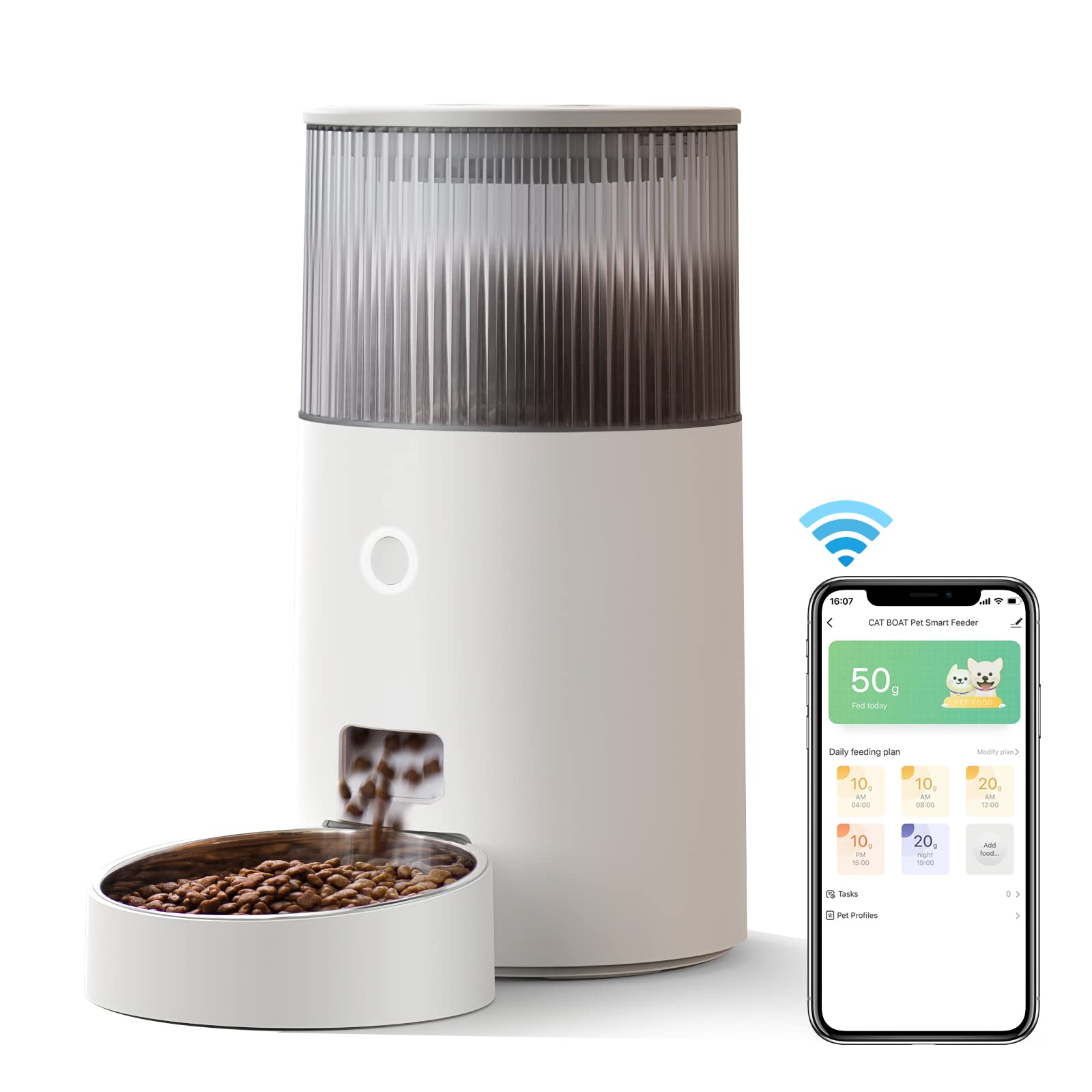 Buy CATBOAT Automatic Cat Feeders, 2.4G WiFi Smart Pet Feeder with APP