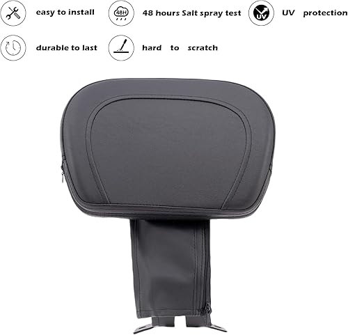 Miniatura 2 de Kinglemc Respaldo ajustable Driver Rider Touring para Harley Fatboy Heritage Softail Classic FLSTC 07-2020 (negro con tachuelas)