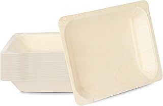 Restaurantware - Taipei 8.7 x 6.7 Inch Serving Plates, 50 Disposable Party Plates - Compostable, Greaseproof, Poplar Wood Plates, Heavy-Duty, For Parties, Weddings, Campings, Picnics, And More