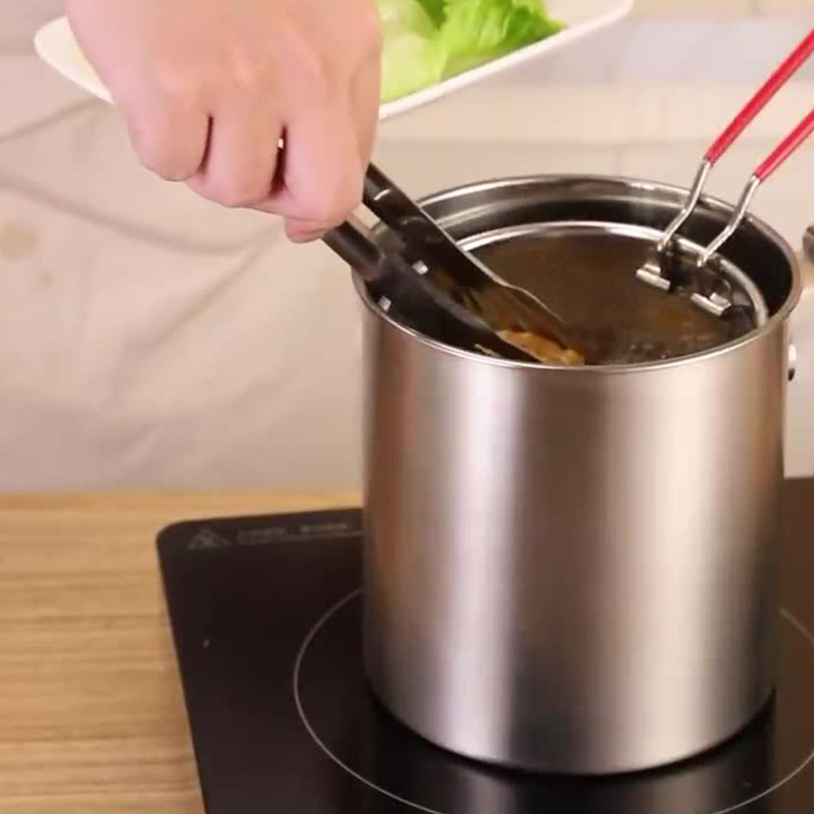 Sartén profesional pequeña profunda con cesta coladora, herramientas de cocina, freidoras de acero inoxidable, utensilios de cocina, freidora de aceite compacta con cesta de filtro