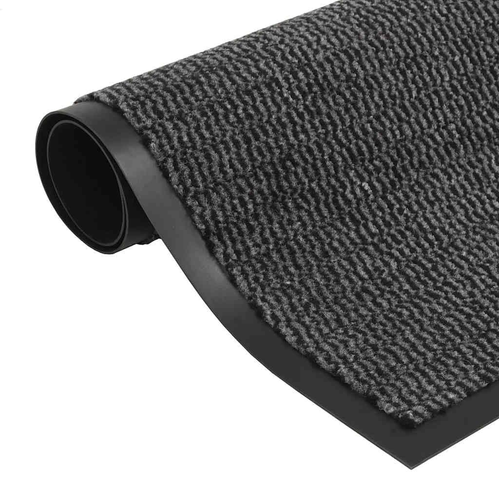 Lot de 2 Paillassons Rectangulaires 80 x 120 cm, Tapis d'Entrée en Polypropylène Tufté Antidérapant pour Maison et Bureau, Coloris Anthracite Robuste et Facile à Nettoyer