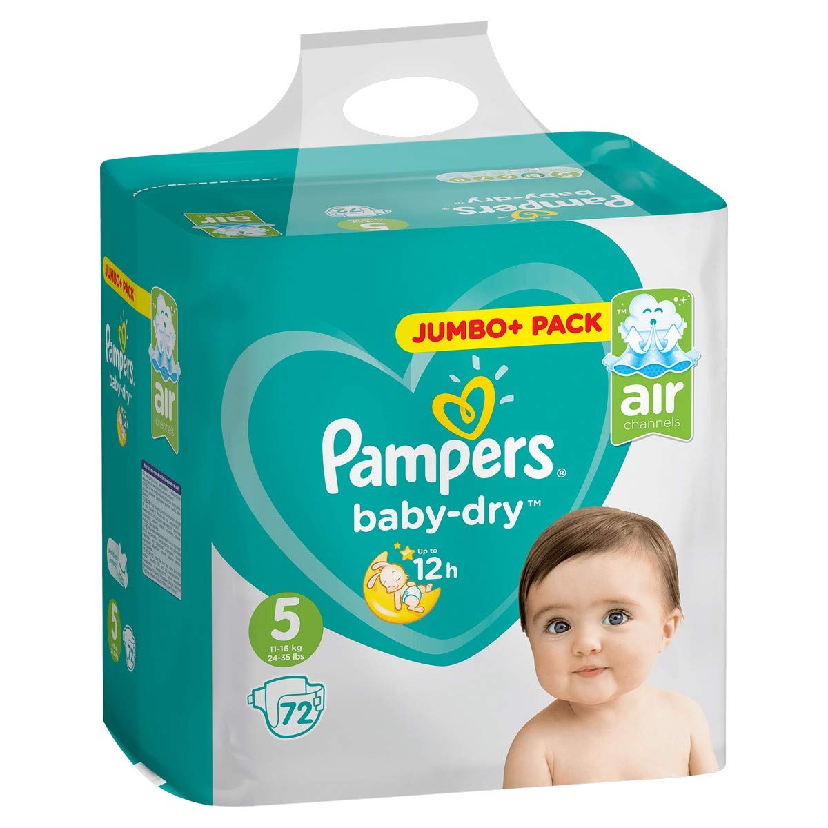 Pampers Baby Dry - pieluchy rozmiar 5 (11-23 kg) - Jumbo+ Pack (72 pieluchy)
