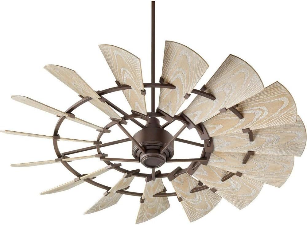 Quorum International 196015-86 Windmill Collection 60 Inch 15 Blade Ceiling Fan I Oiled Bronze Finish I Six Speed Reversible Motor I Modern Contemporary Fixture I