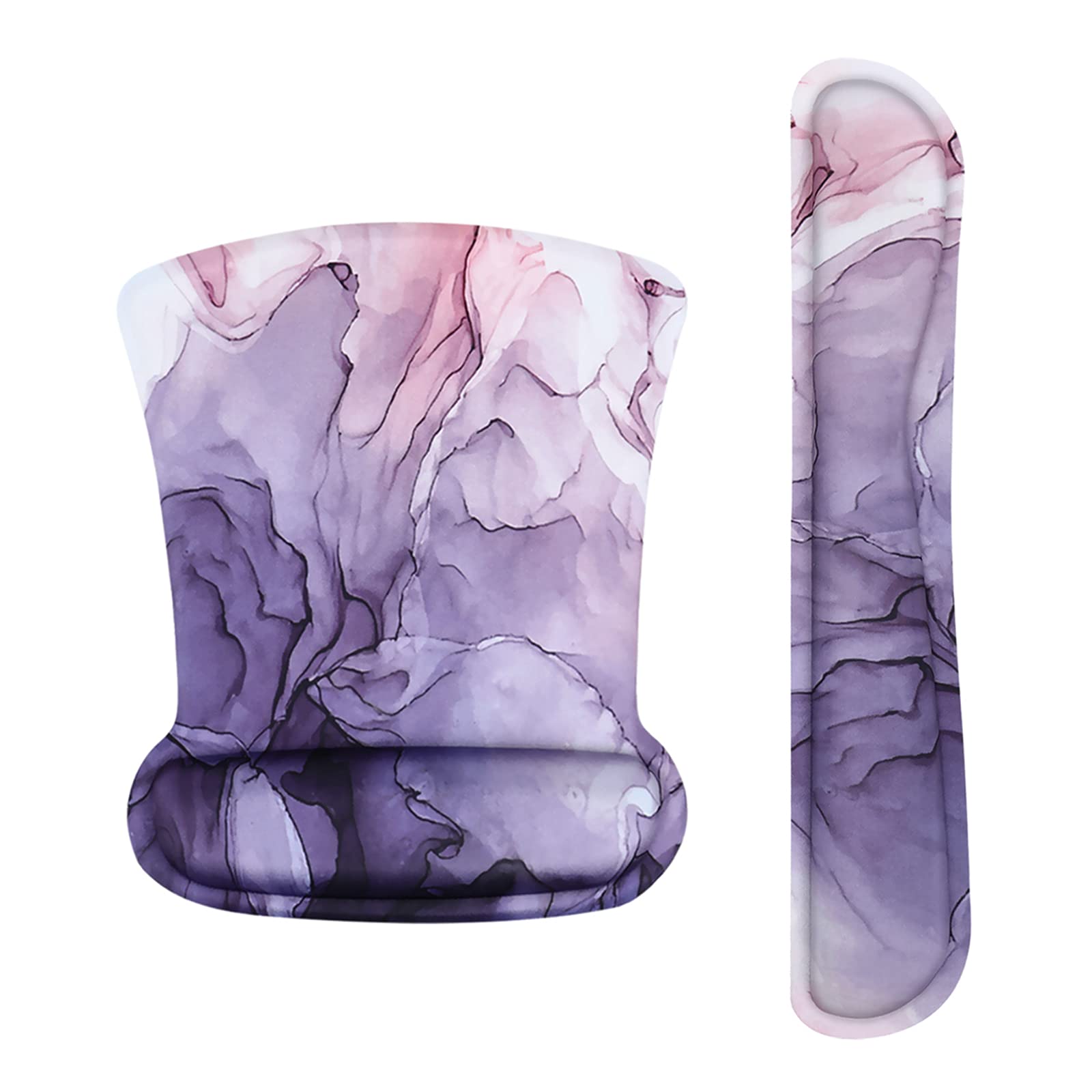 MEGREZ Gel Mouse & Keyboard Wrist Rest Set - Ergonomic Cooling Gel Pad With Non-Slip Base - Pink Color