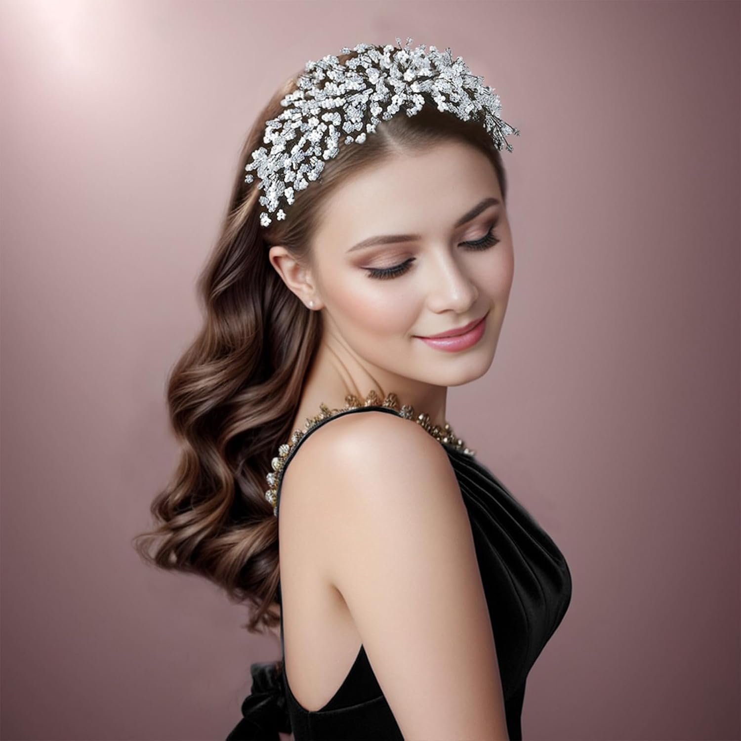 クリスタルヘッドバンド パーティー ヘアフープ きらびやかな織物 ヘアバンド 花嫁 ウェディング 花嫁 ヘッドバンド イブニングパー