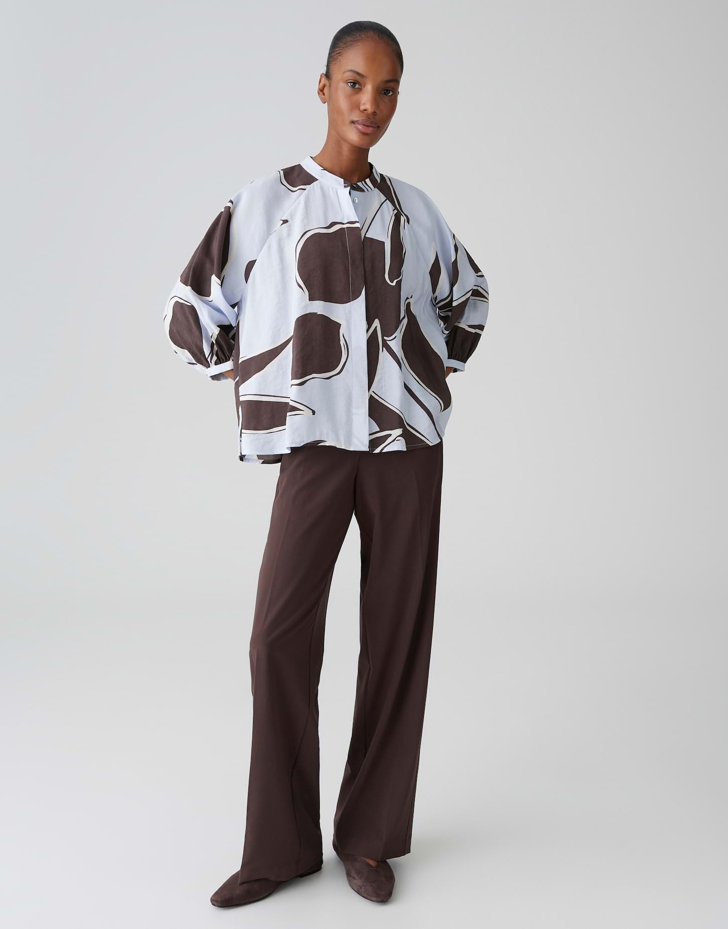 OPUS Damen Dreiviertelarmbluse | Feine Printbluse Loose Fit