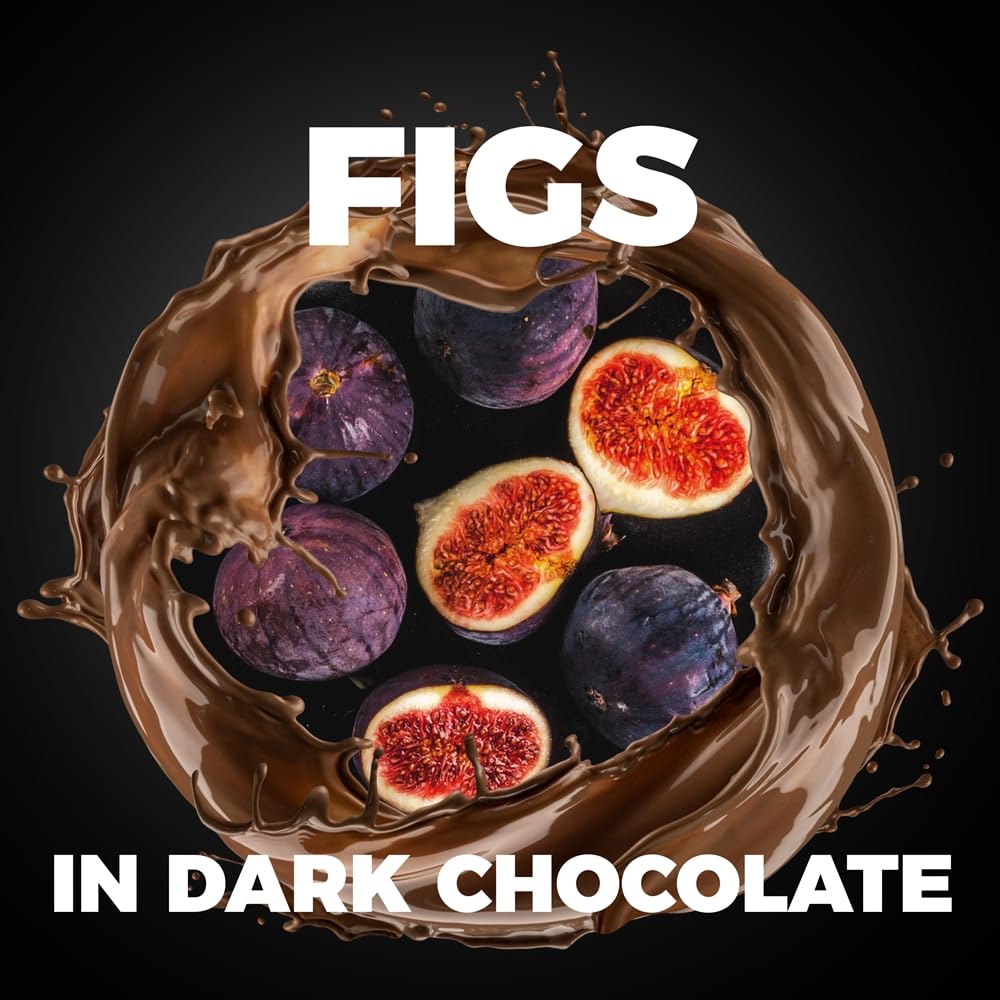 Higos Secos Cubiertos de Chocolate para Postre - Dulces Mr Fudgesto - Delicia Premium - Sin Azúcar Añadido - Aperitivo Saludable - Frutos Secos y Frutas Recubiertos de Cacao - Caja de 100g