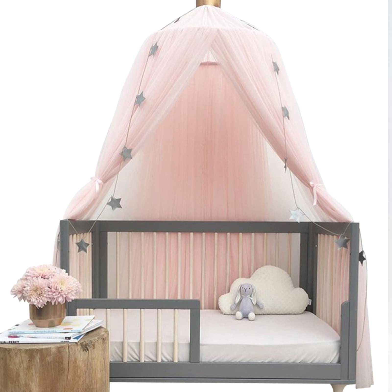 Bett Baldachin NET, Baldachin -Bettvorhänge, Prinzessin Krippe Baldachinvorhänge für Babybett, Kinderbett und Erwachsene Betten (Rosa)