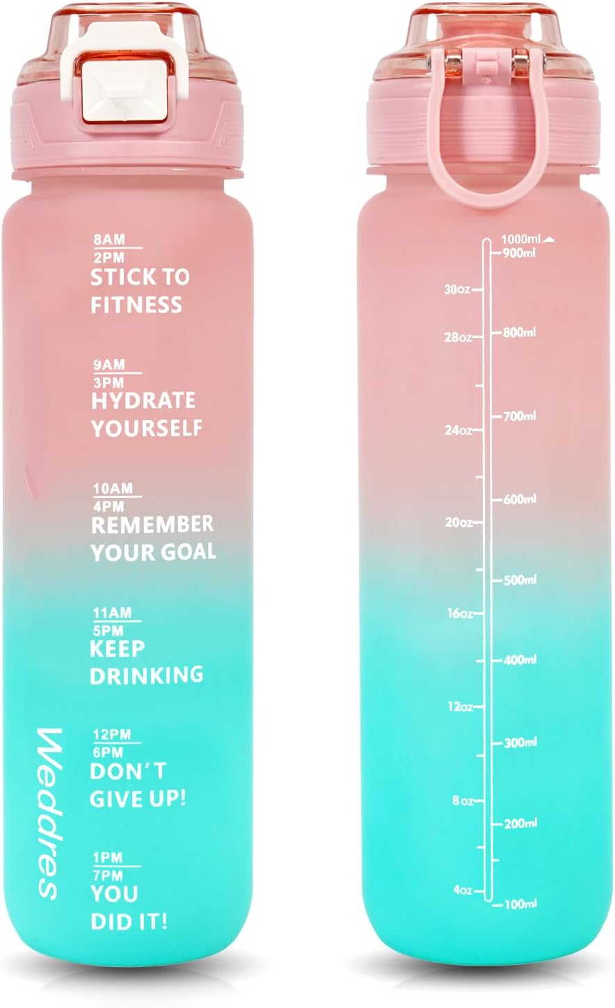 Water bottle capacity exceeding 33oz, with capacity label, sports type ultra durable water bottle, high temperature resistant, portable water bottle, suitable for gym and work or travel