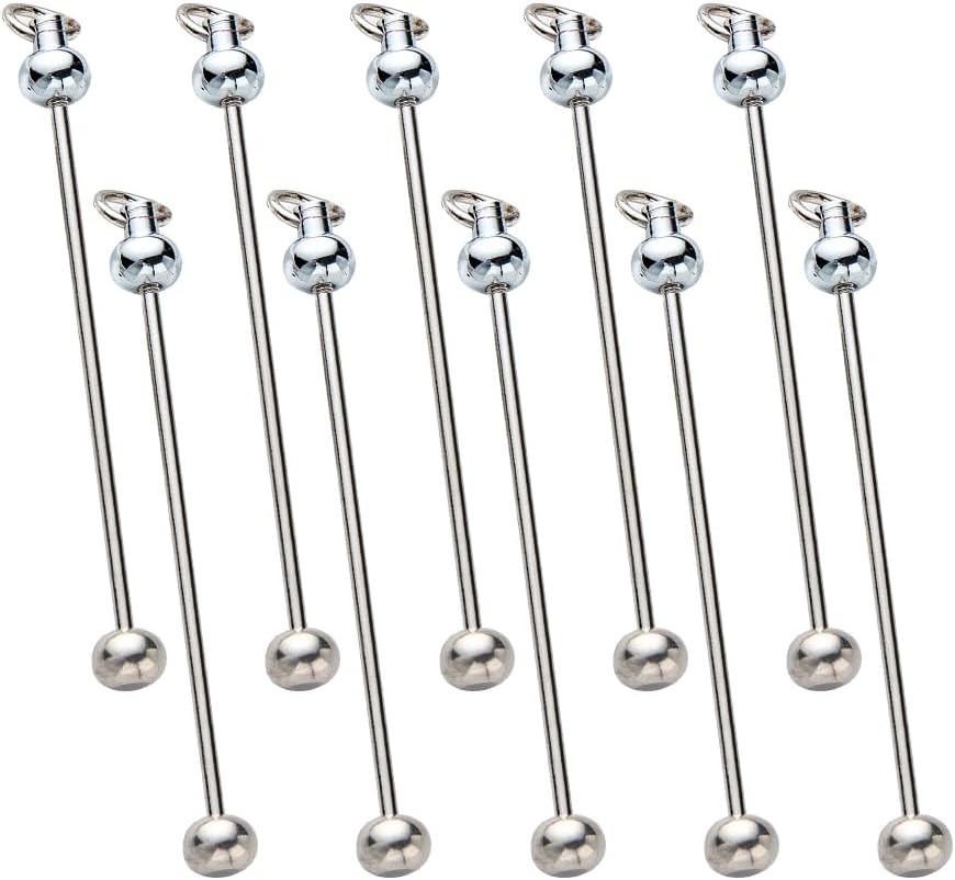 GSHLLO 10 Pcs Metal Beadable Keychain Bars Detachable Beaded Keychain Blanks Bead Keyring Bar Charms DIY Beading Key Chains Keyring Making Accessories for Jewellery Making