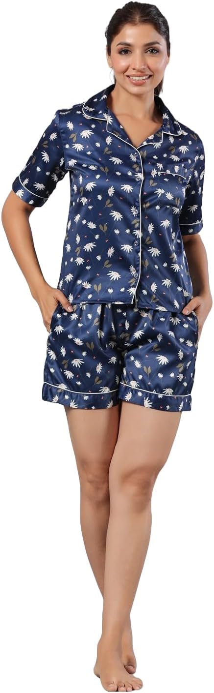 RANGE FOREVER Women's Printed Colorful Night Wear Short Set