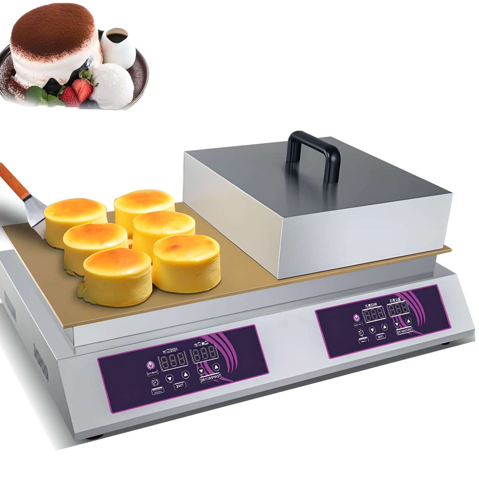 MYUYEE 2600W Commercial Non-stick Stainless Steel Souffle, Souffle Machine for Home Kitchen Restaurant Bakery Leisure Snack